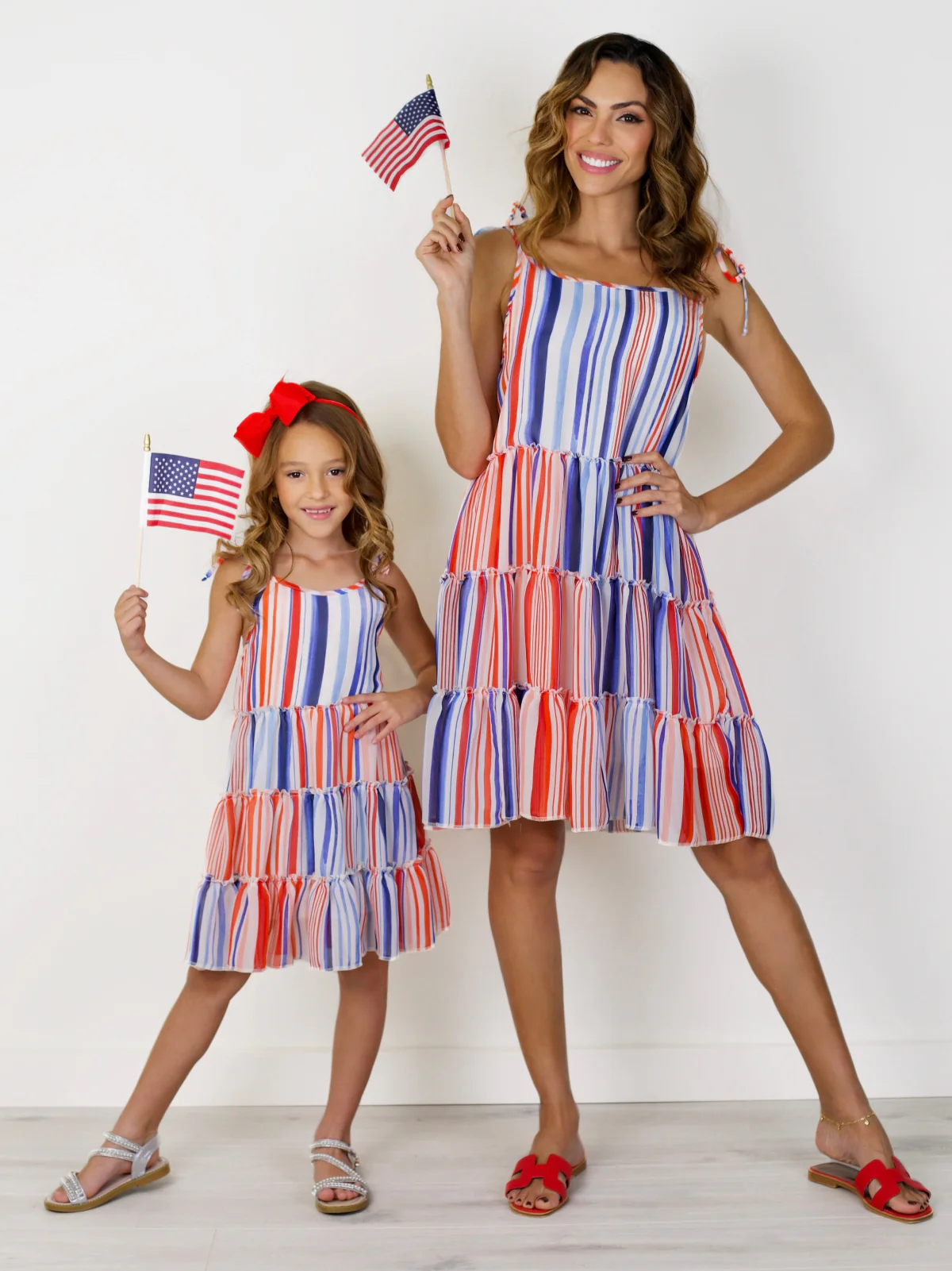 Mommy and Me Red White and Fabulous Striped Halter Dress - Image 6