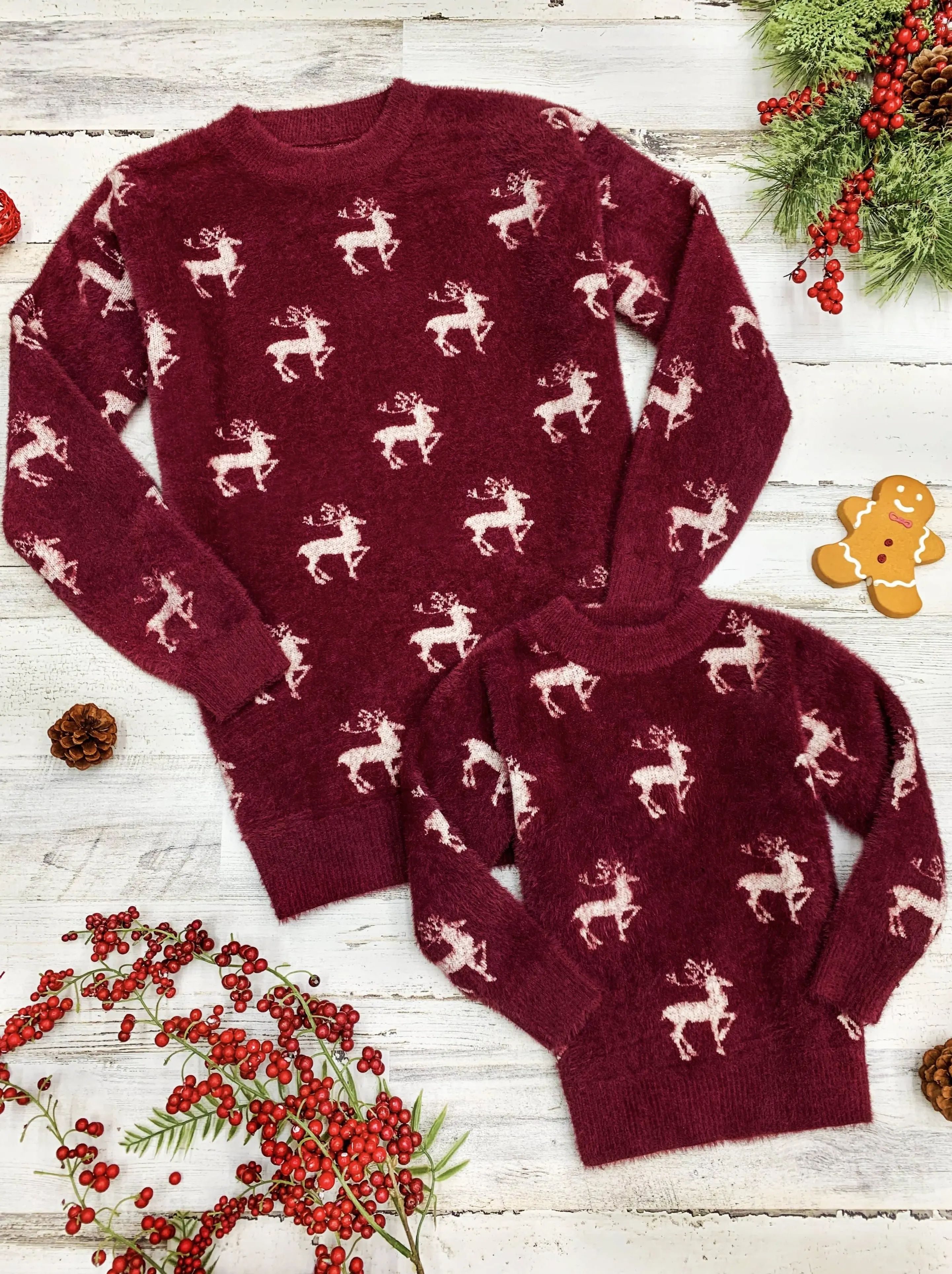 Mommy and Me Reindeer Queen Fuzzy Sweater - Image 2
