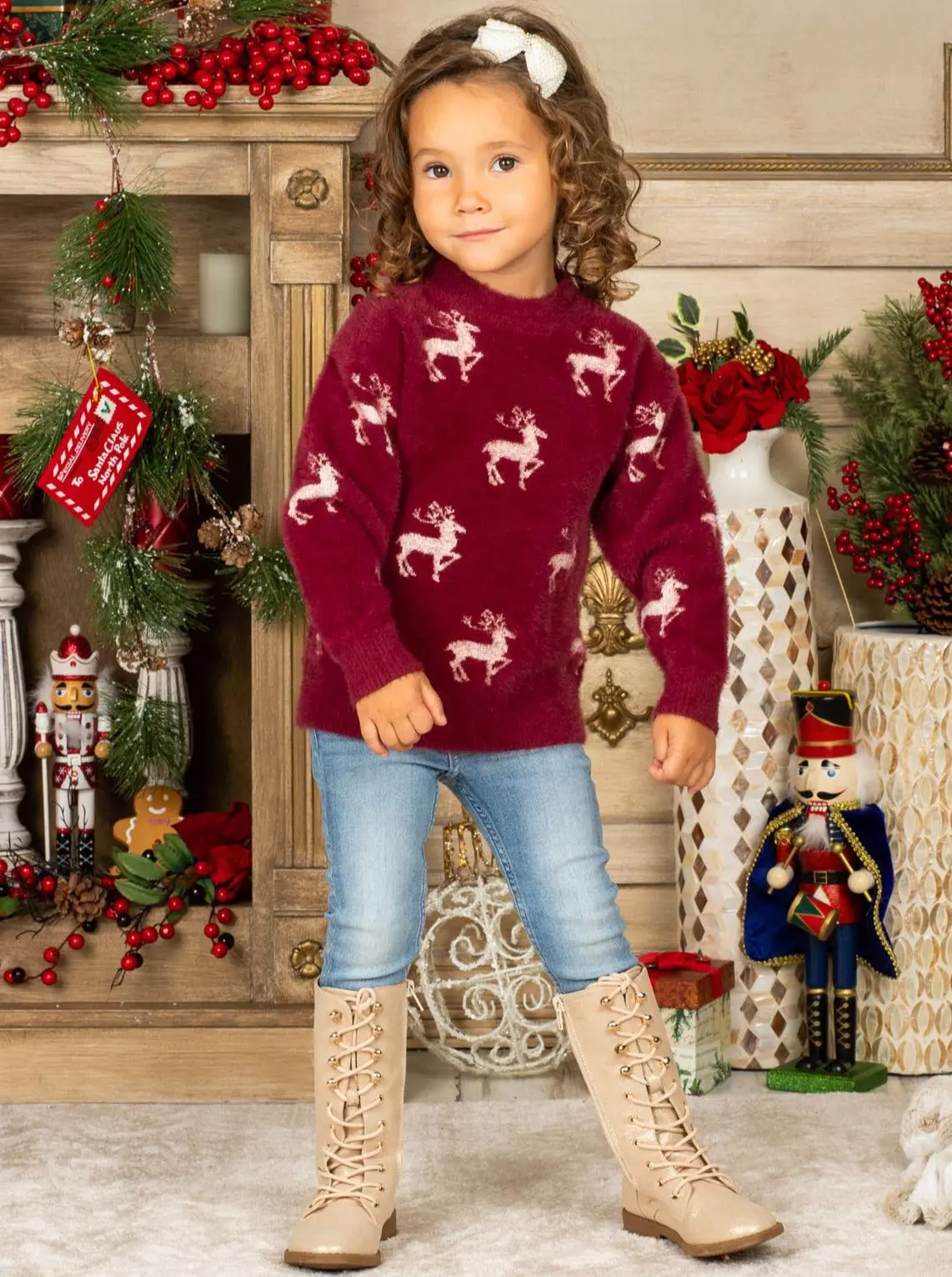 Mommy and Me Reindeer Queen Fuzzy Sweater - Image 3