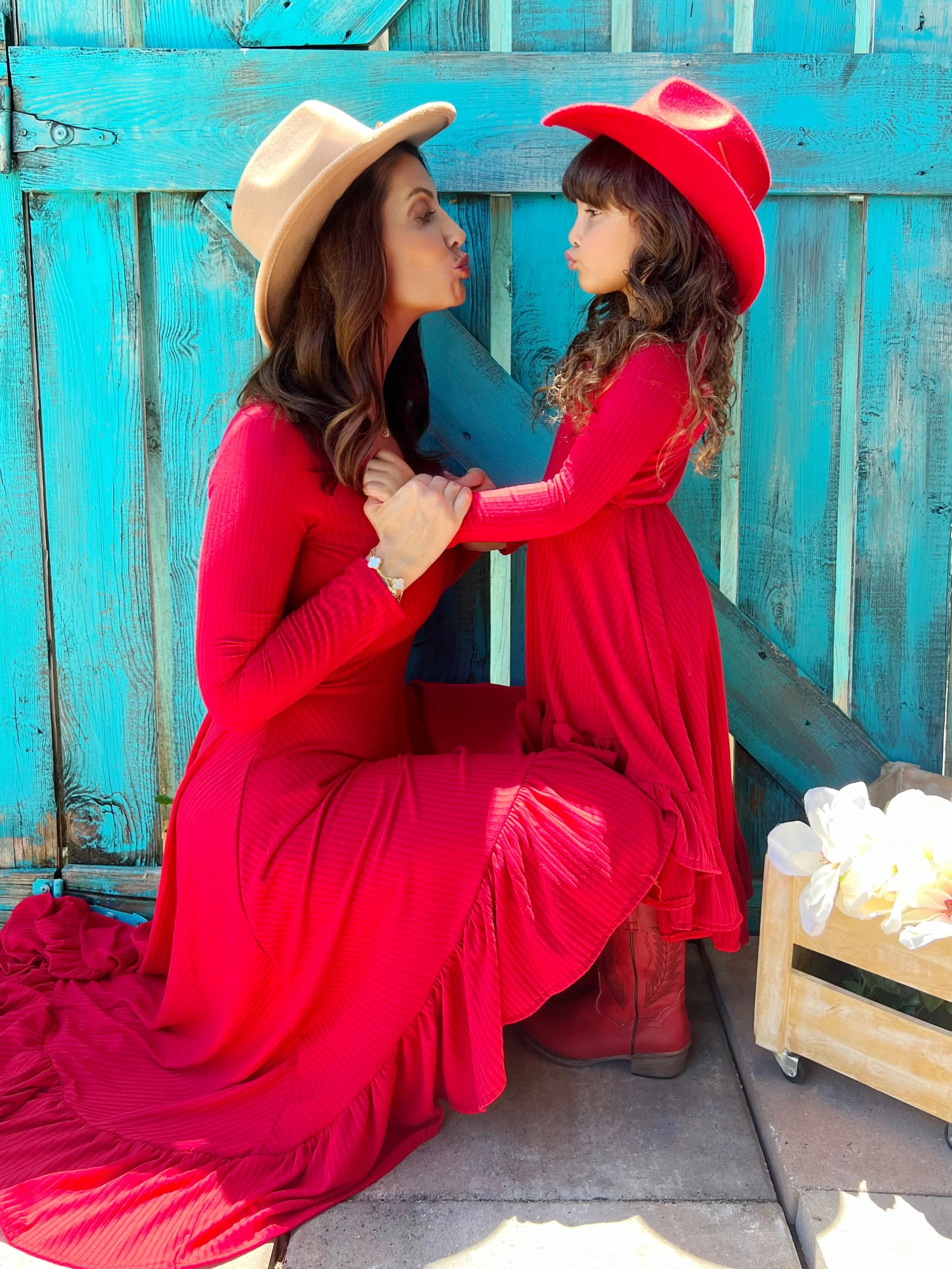 Mommy and Me Red Ruffled Rib Hi-Lo Twirl Dress - Image 3