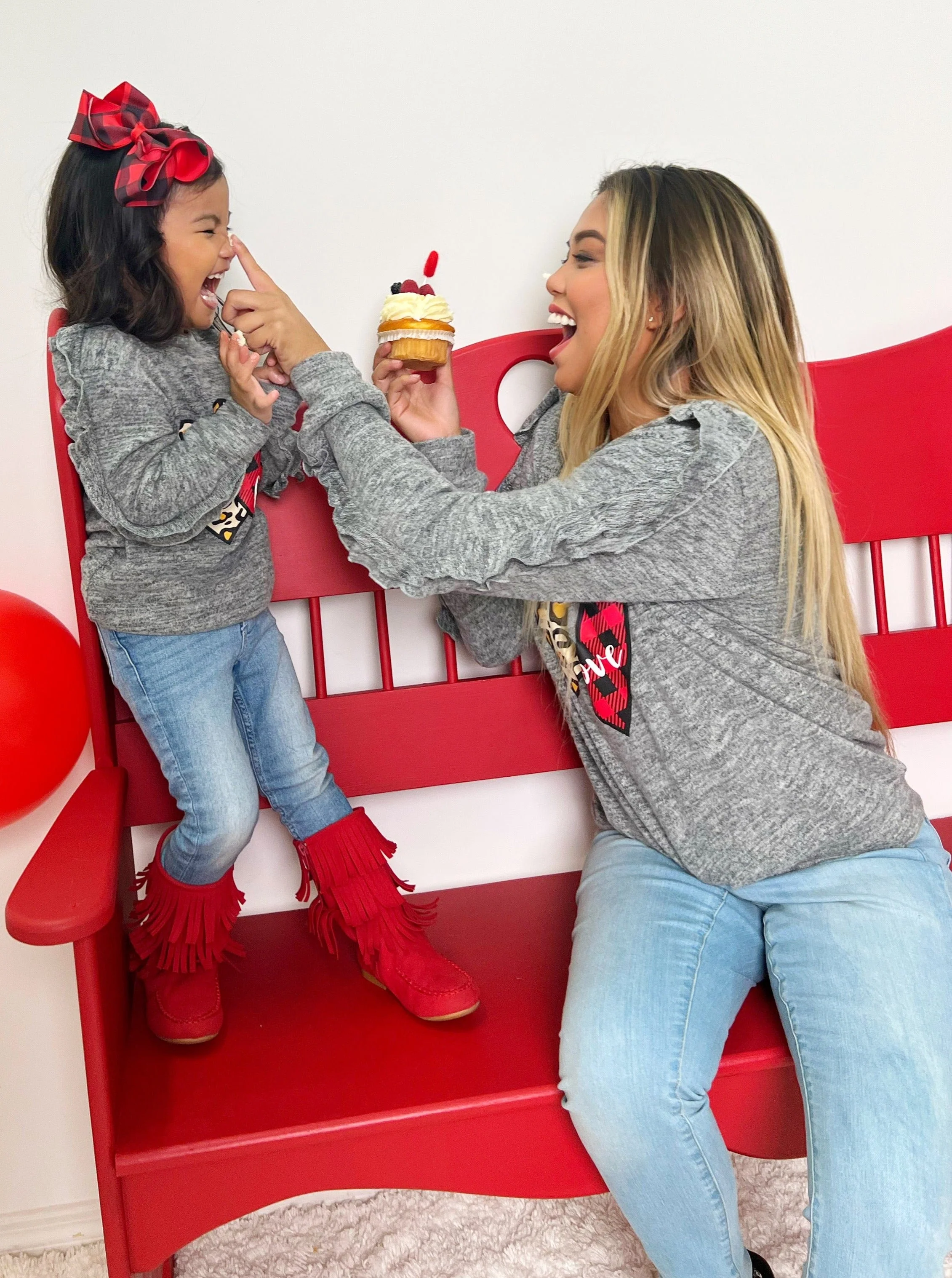 Mommy and Me Stuck On Love Ruffle Sleeve Top - Image 2
