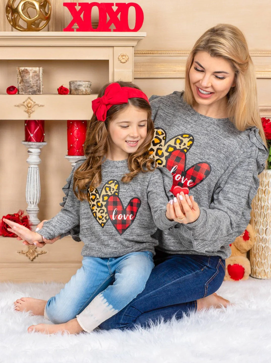 Mommy and Me Stuck On Love Ruffle Sleeve Top - Image 3