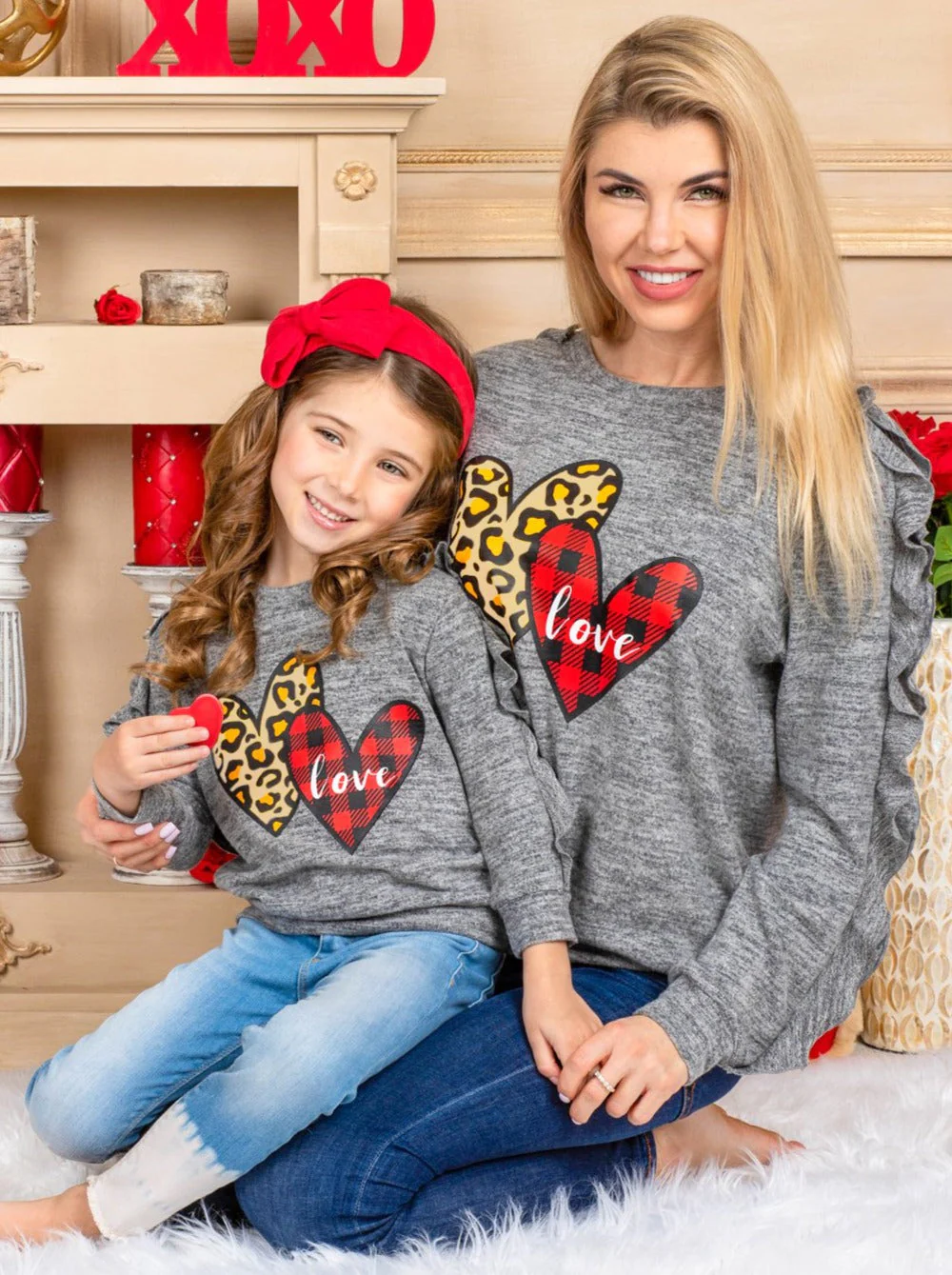 Mommy and Me Stuck On Love Ruffle Sleeve Top - Image 5
