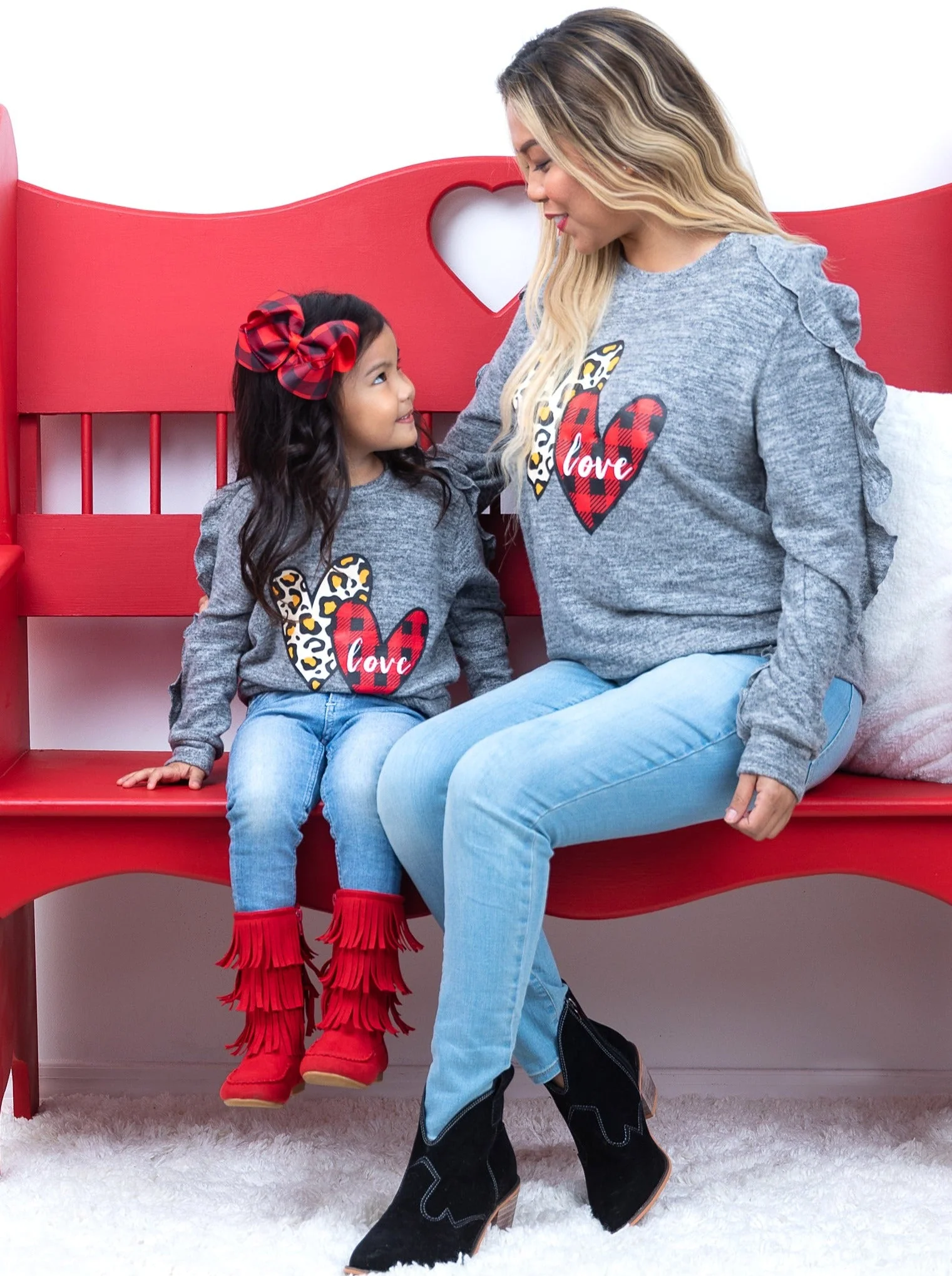Mommy and Me Stuck On Love Ruffle Sleeve Top - Image 6