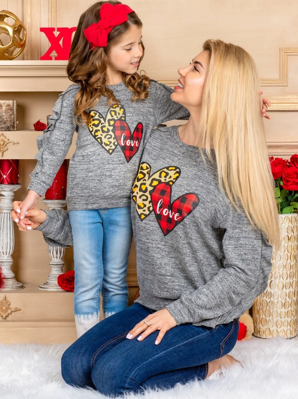 Mommy and Me Stuck On Love Ruffle Sleeve Top - Image 7