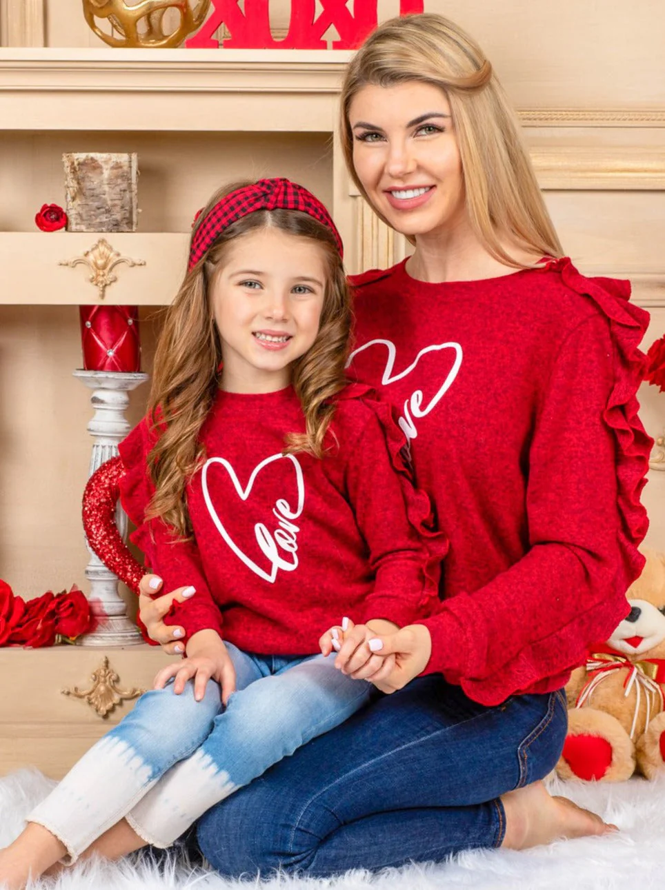 Mommy and Me Two Of Heart Ruffle Sleeve Top - Image 2