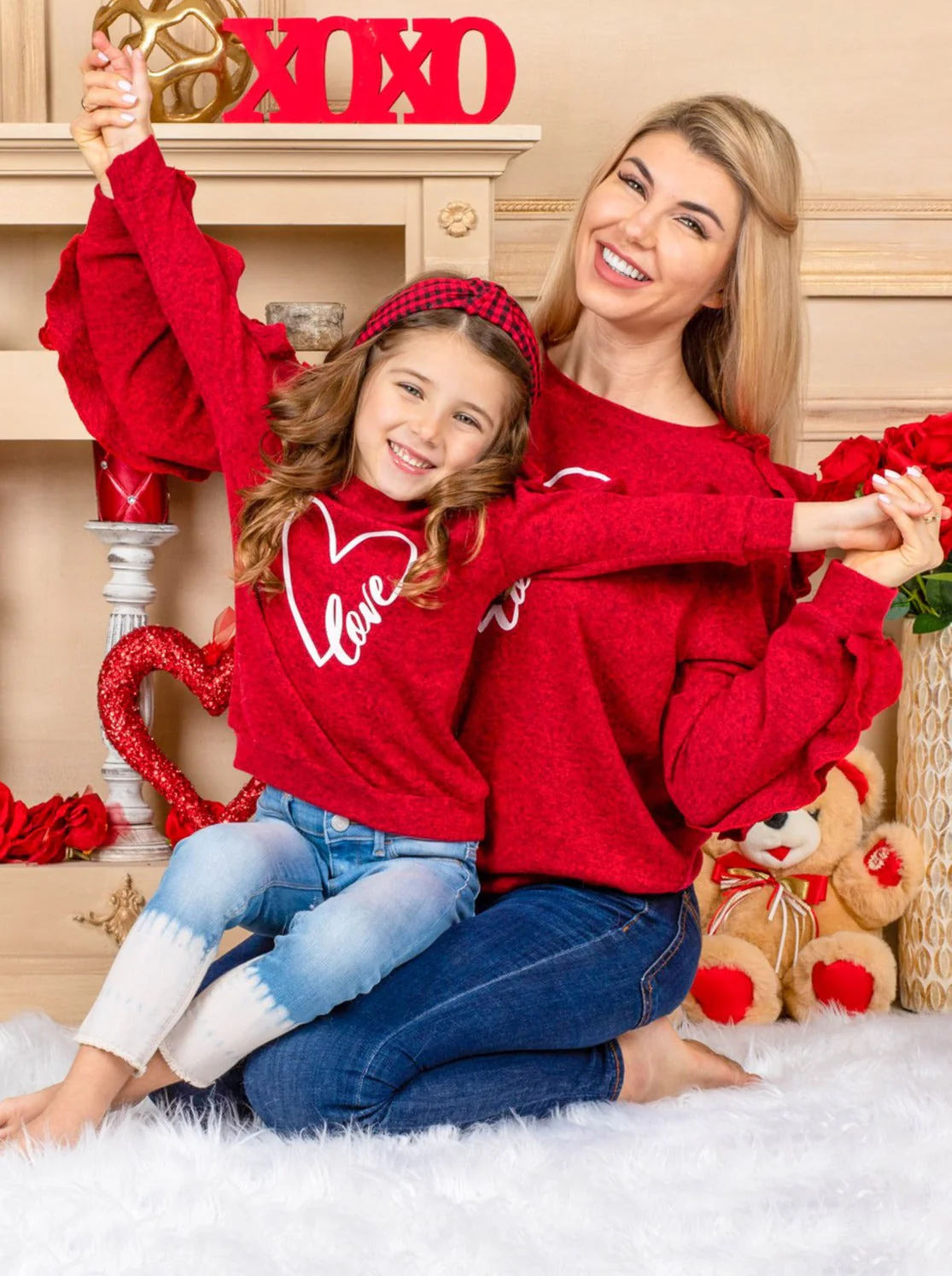 Mommy and Me Two Of Heart Ruffle Sleeve Top - Image 3