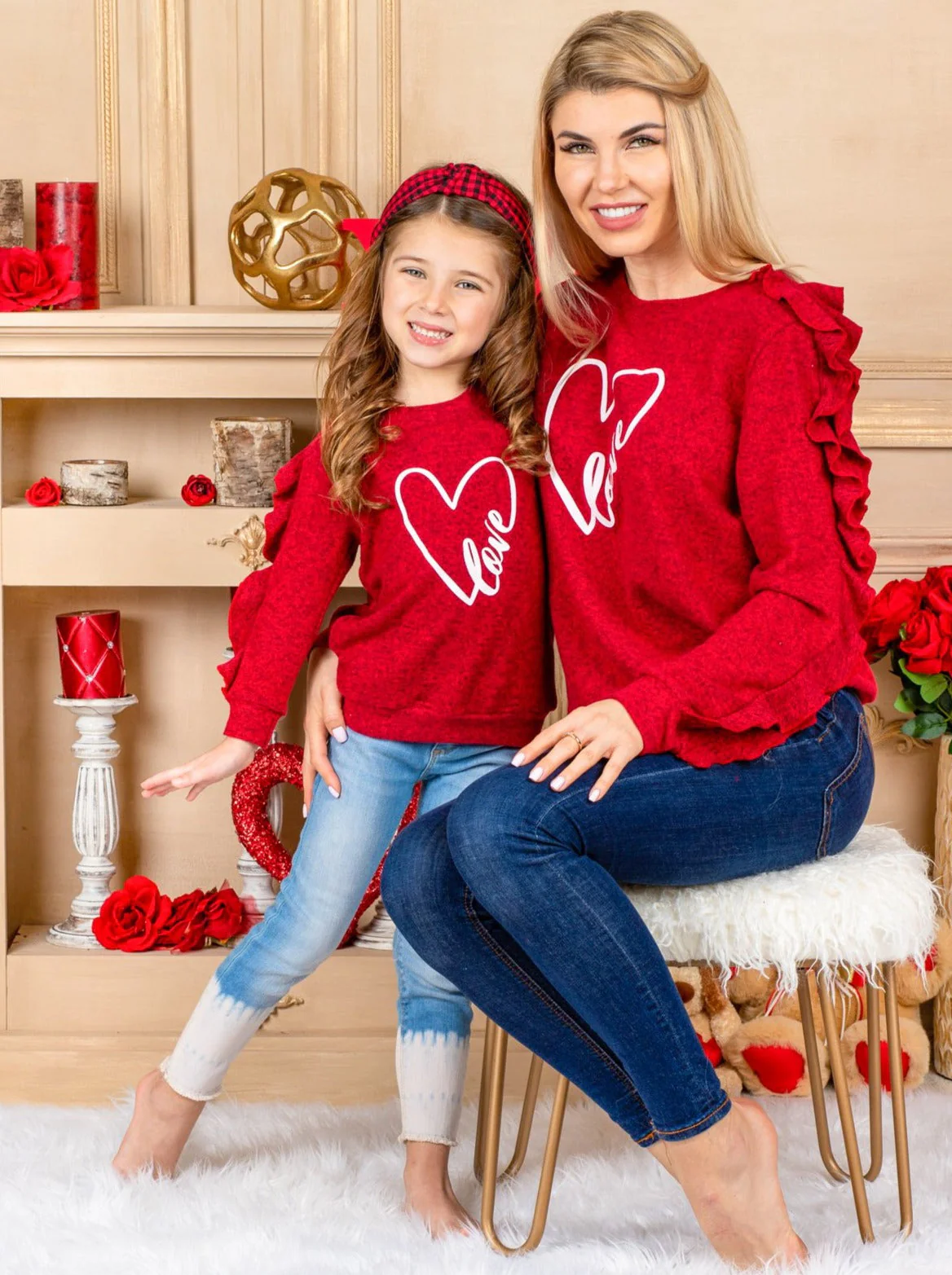 Mommy and Me Two Of Heart Ruffle Sleeve Top - Image 4