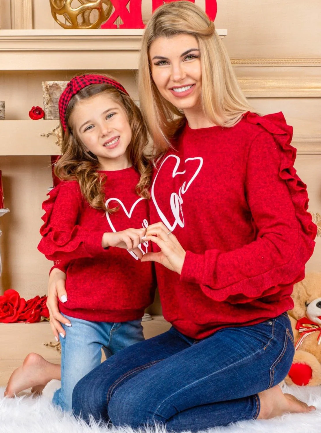 Mommy and Me Two Of Heart Ruffle Sleeve Top - Image 5