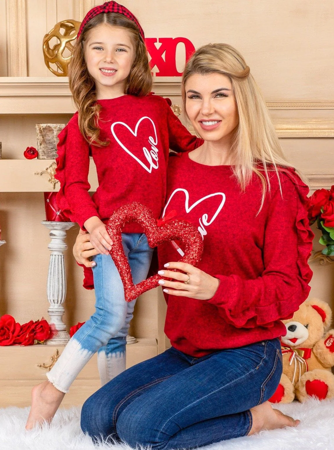 Mommy and Me Two Of Heart Ruffle Sleeve Top - Image 6