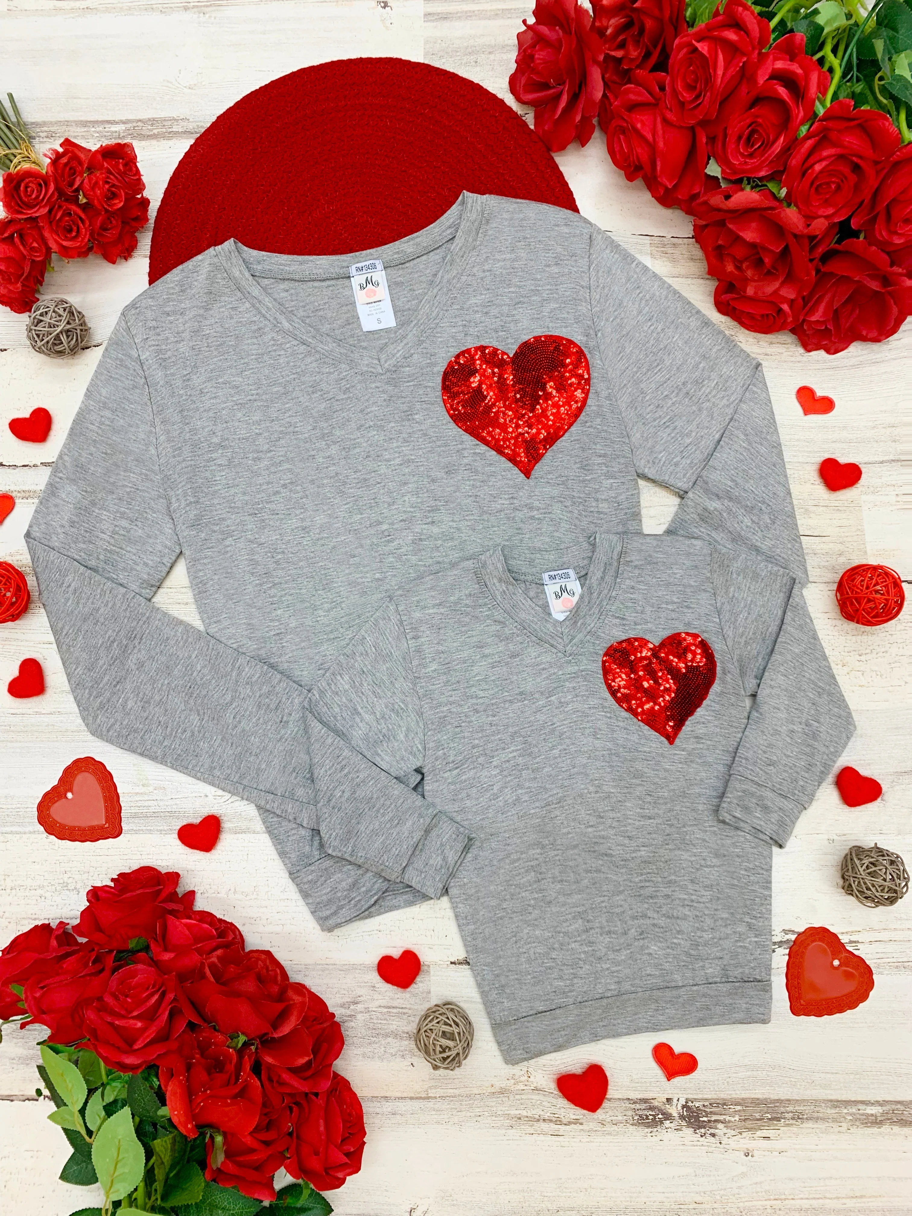 Mommy and Me Shining Heart Grey Top - Image 5