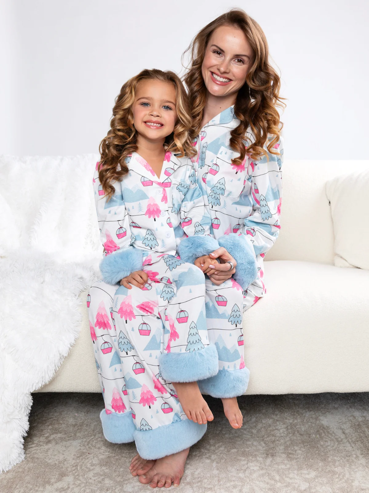 Mommy and Me Ski Slopes & Snuggles Furry Pajama Set - Image 4