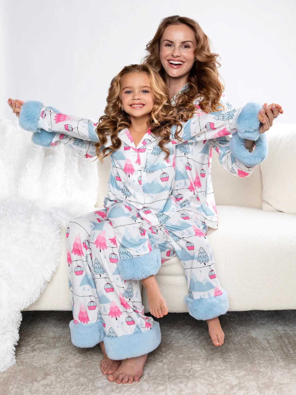 Mommy and Me Ski Slopes & Snuggles Furry Pajama Set - Image 6