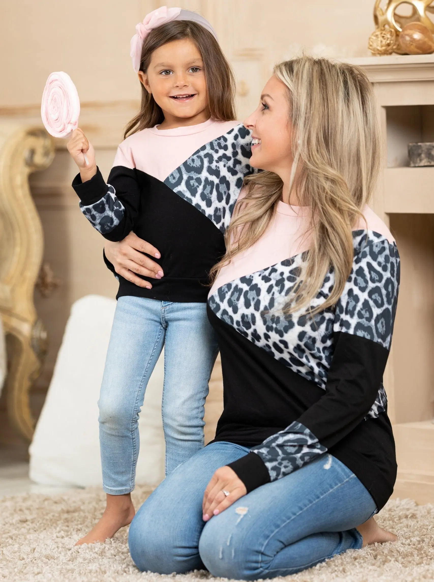 Mommy and Me Leopard Split Colorblock Top - Image 2