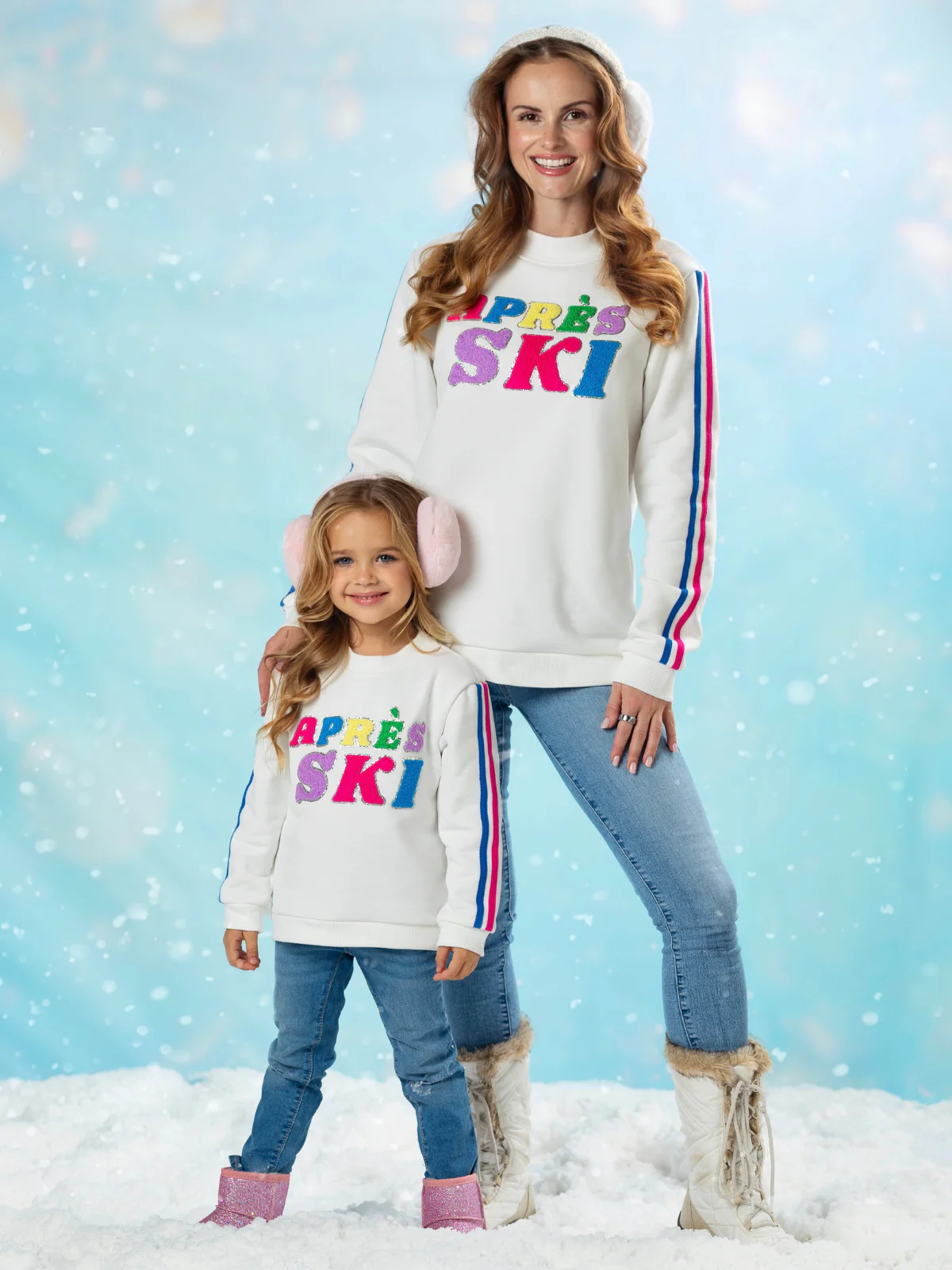 Mommy and Me Colorblock Après Ski Stripe Sweatshirt - Image 3