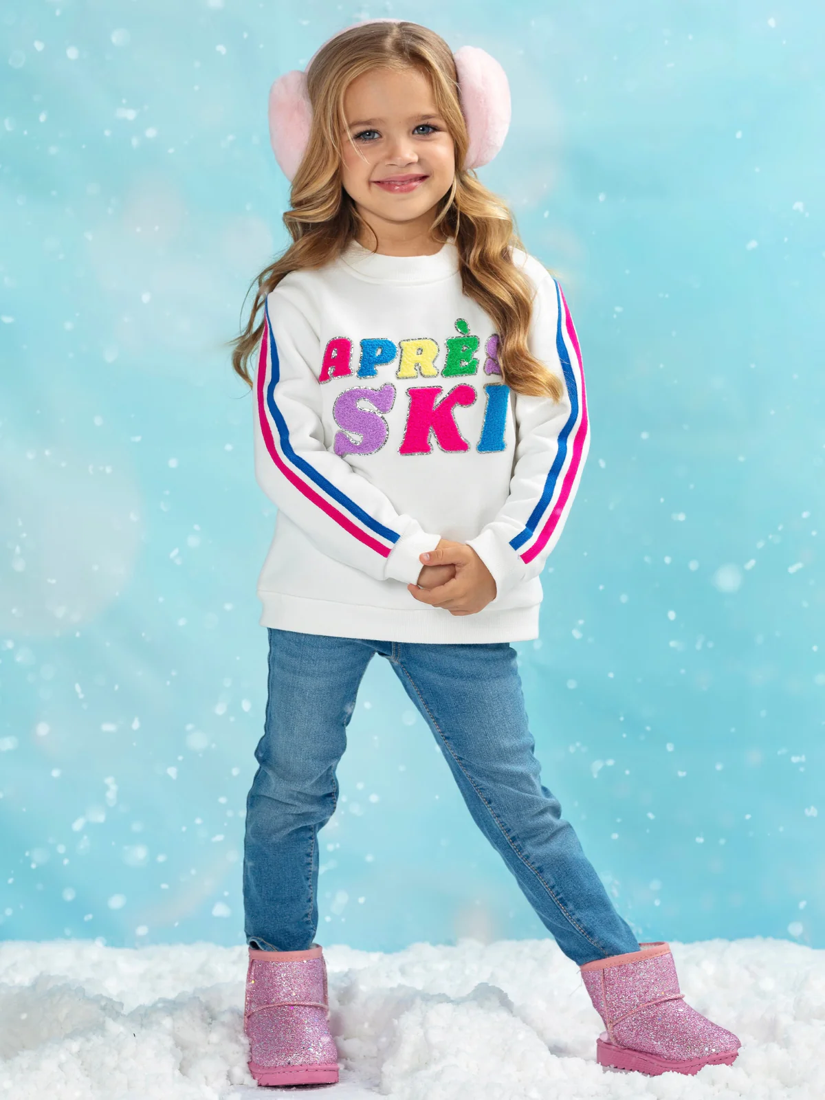 Mommy and Me Colorblock Après Ski Stripe Sweatshirt - Image 4