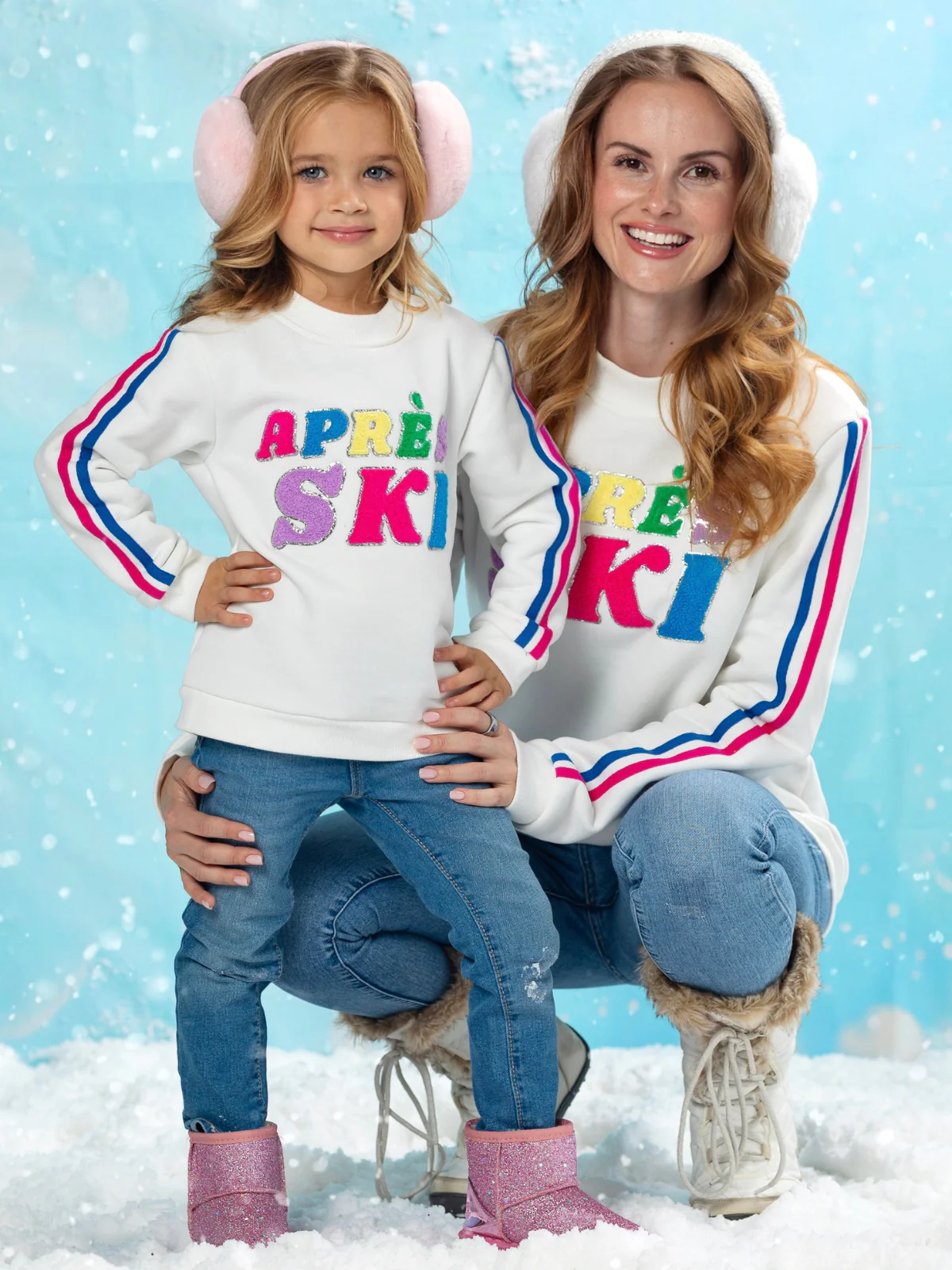 Mommy and Me Colorblock Après Ski Stripe Sweatshirt - Image 5