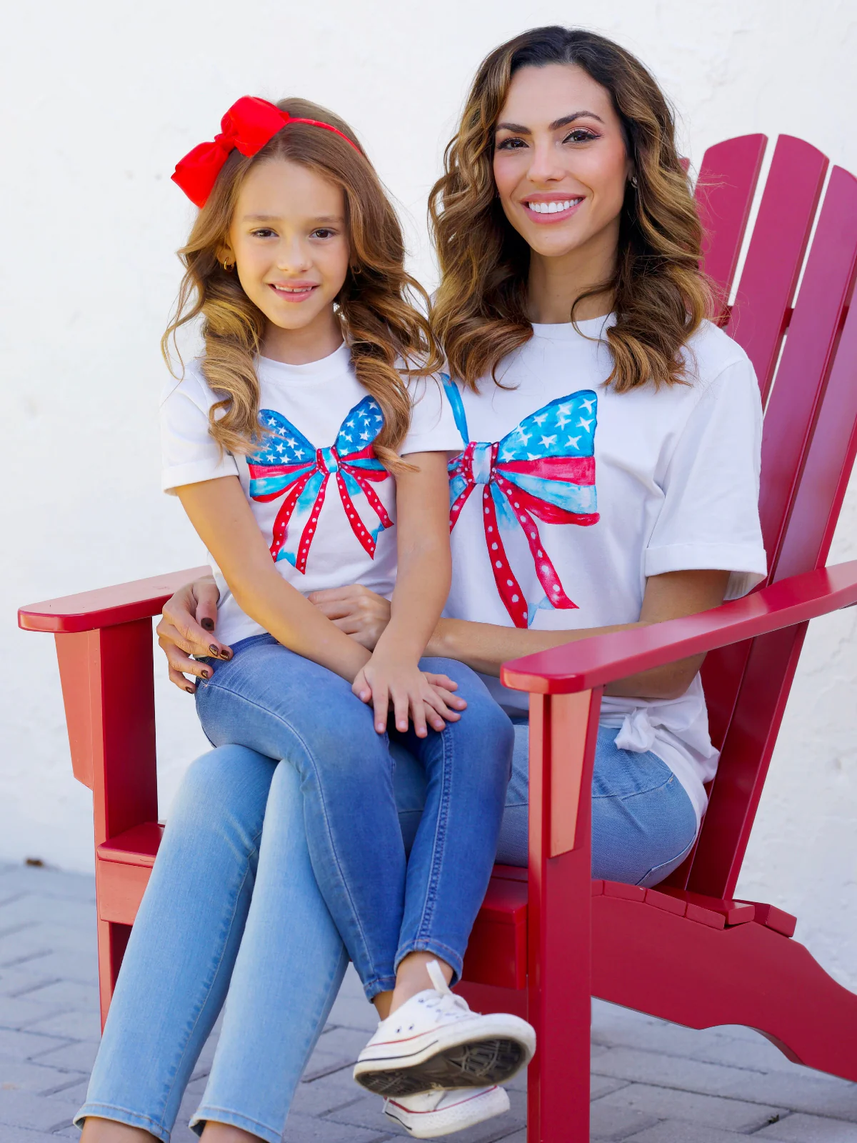 Mommy and Me Stars & Stripes Americana Bow Graphic Tee - Image 3