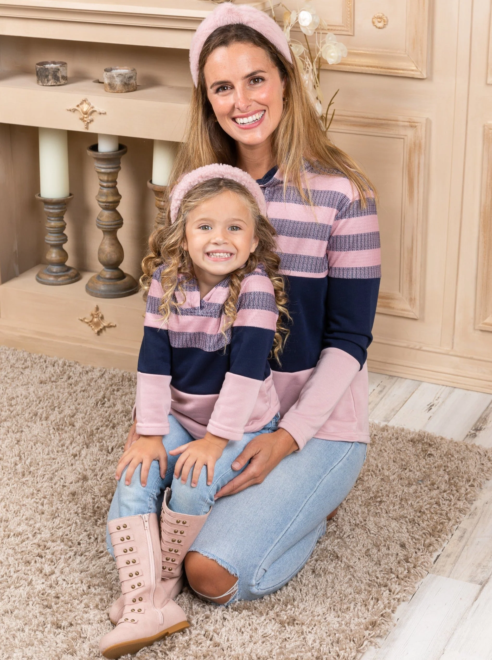 Mommy and Me Striped Colorblock Hoodie - Image 2