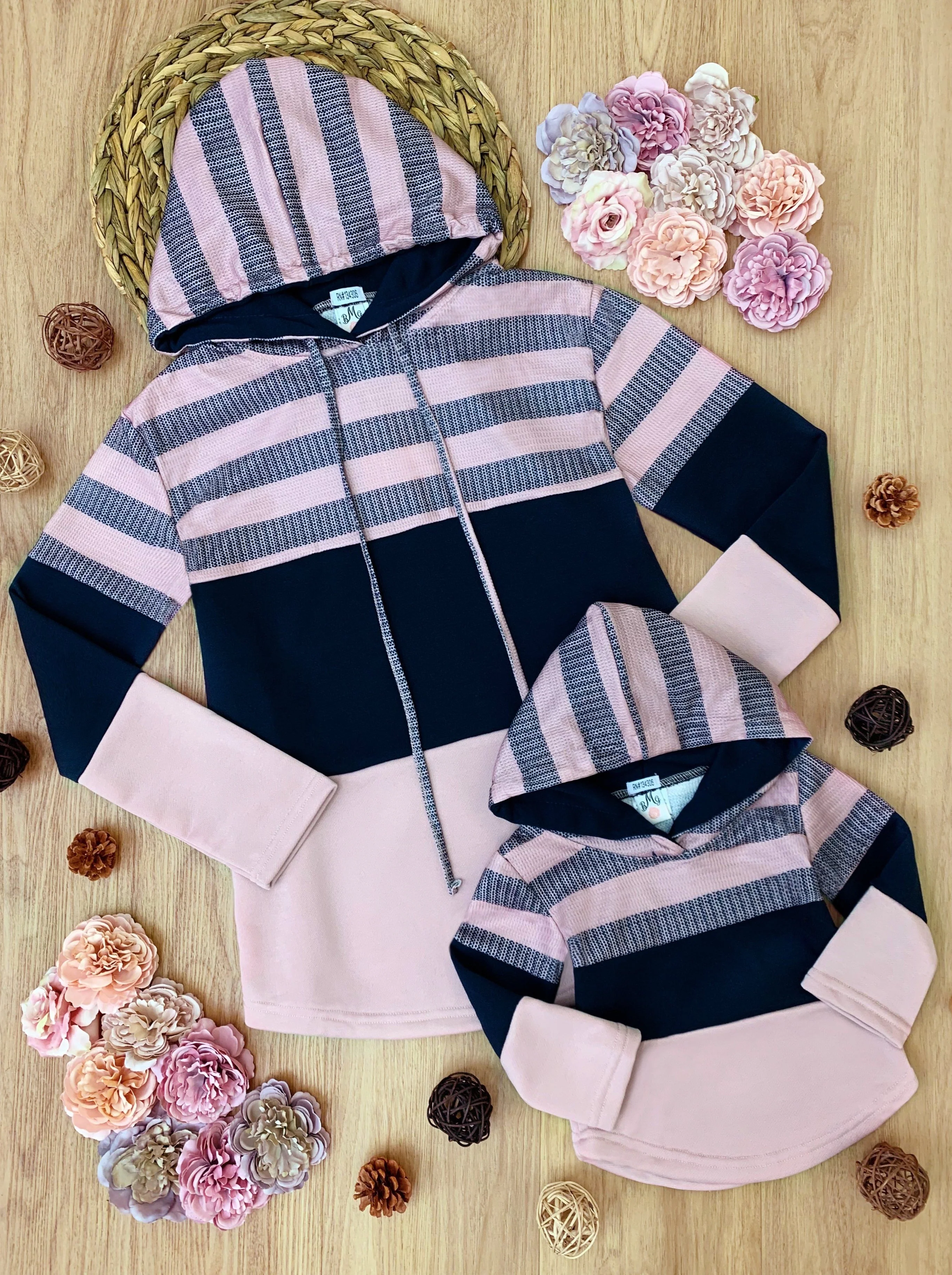 Mommy and Me Striped Colorblock Hoodie - Image 3