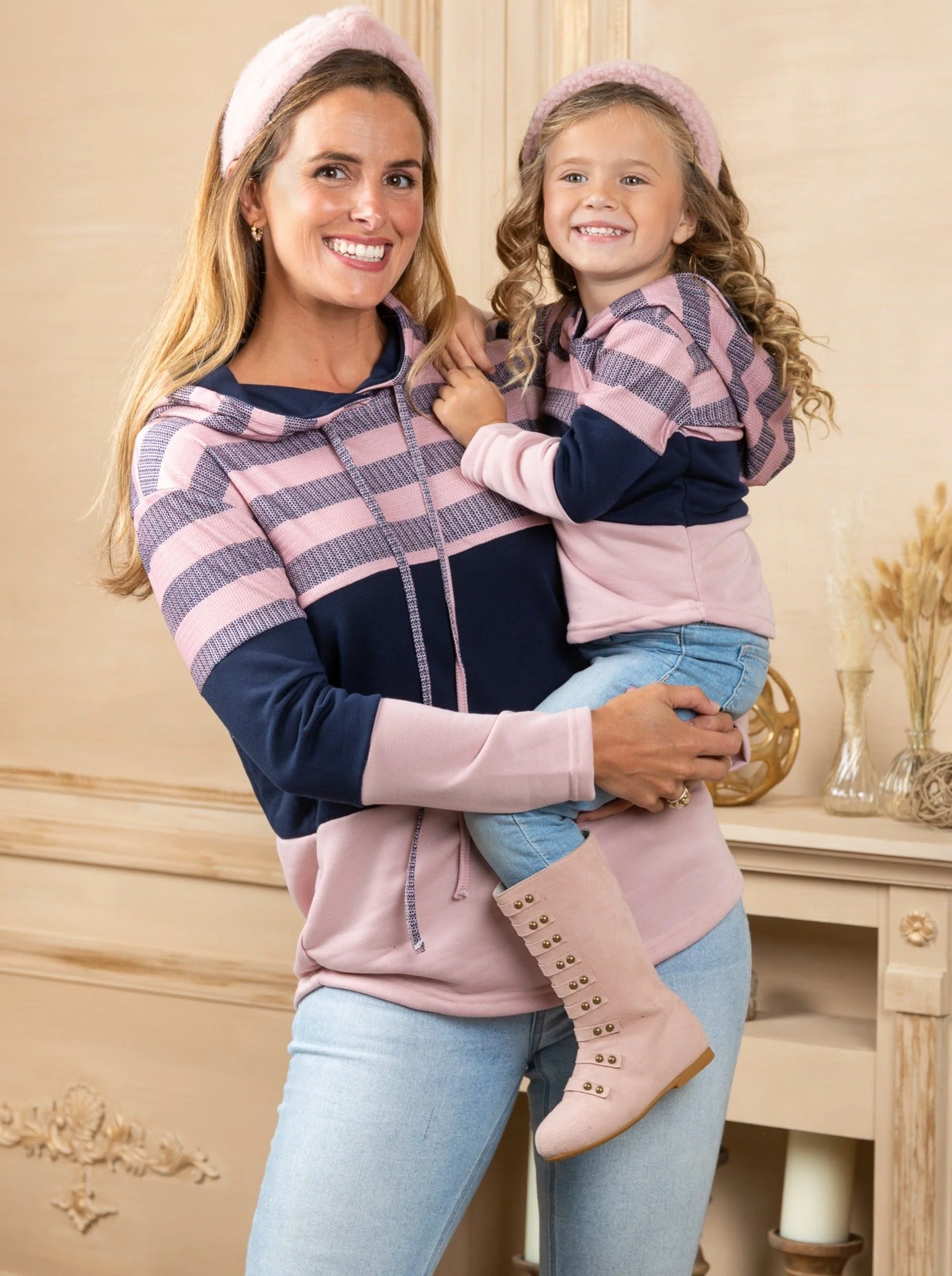 Mommy and Me Striped Colorblock Hoodie - Image 4