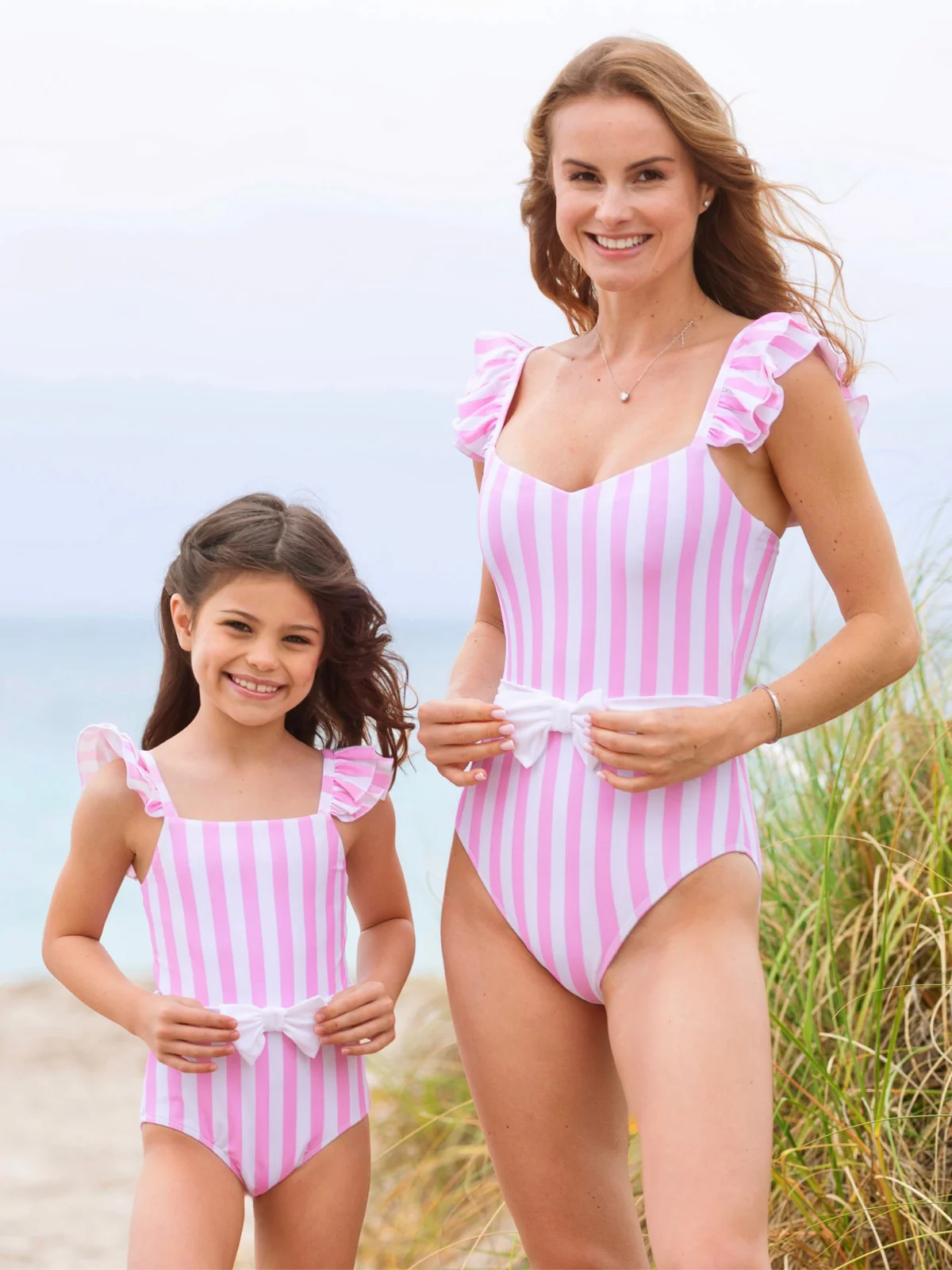 Mommy and Me Sugar Coast Pink Stripe Ruffle Swimsuit - Image 10