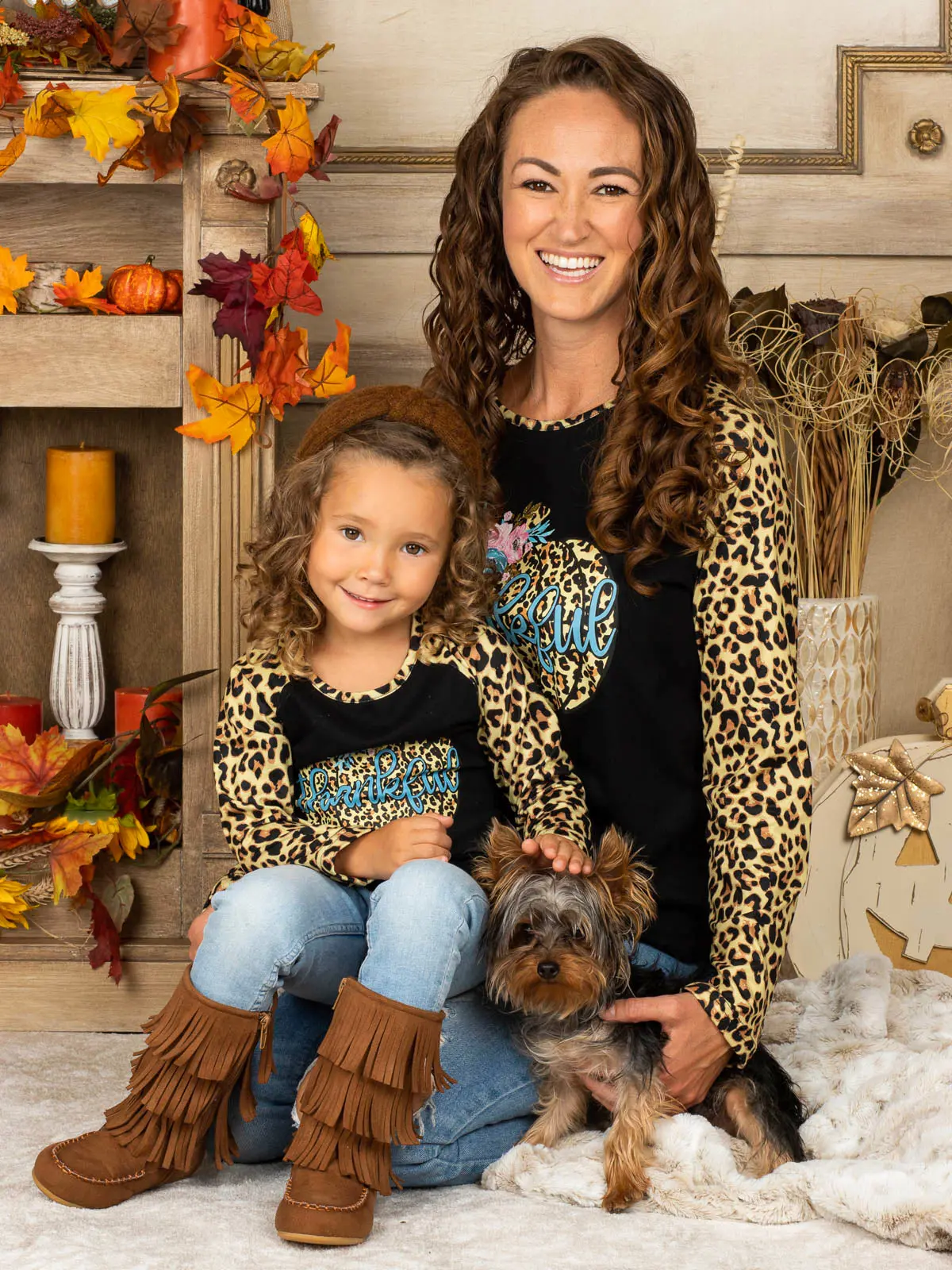 Mommy and Me Thankful Pumpkin Leopard Top - Image 2