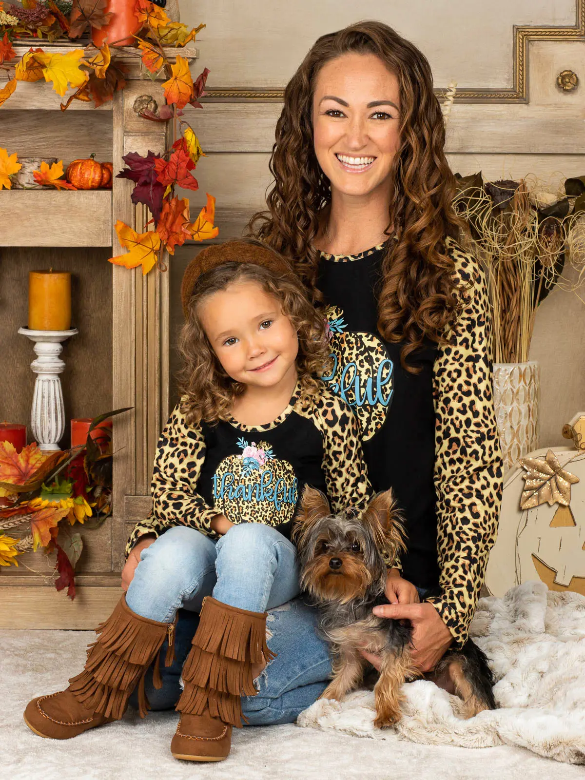 Mommy and Me Thankful Pumpkin Leopard Top - Image 4