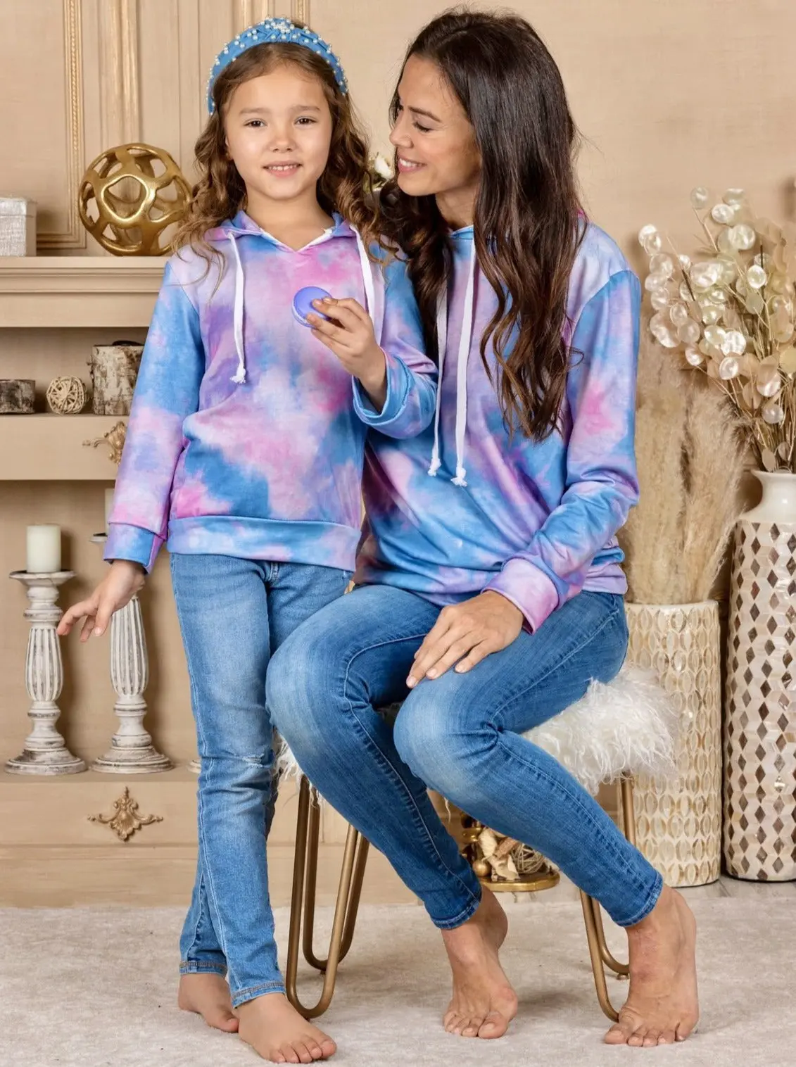 Mommy and Me Besties Tie Dye Hooded Top - Image 3