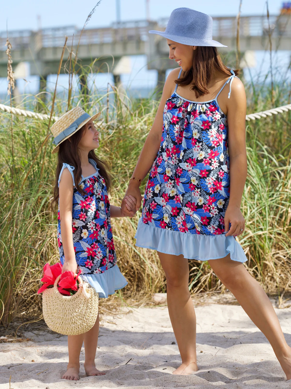 Mommy and Me Tropical Breeze Floral Ruffle Dress - Image 5
