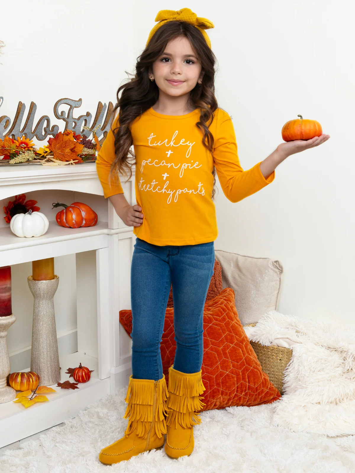 Mommy and Me Turkey + Pecan Pie + Stretchy Pants Long Sleeve Top - Image 4