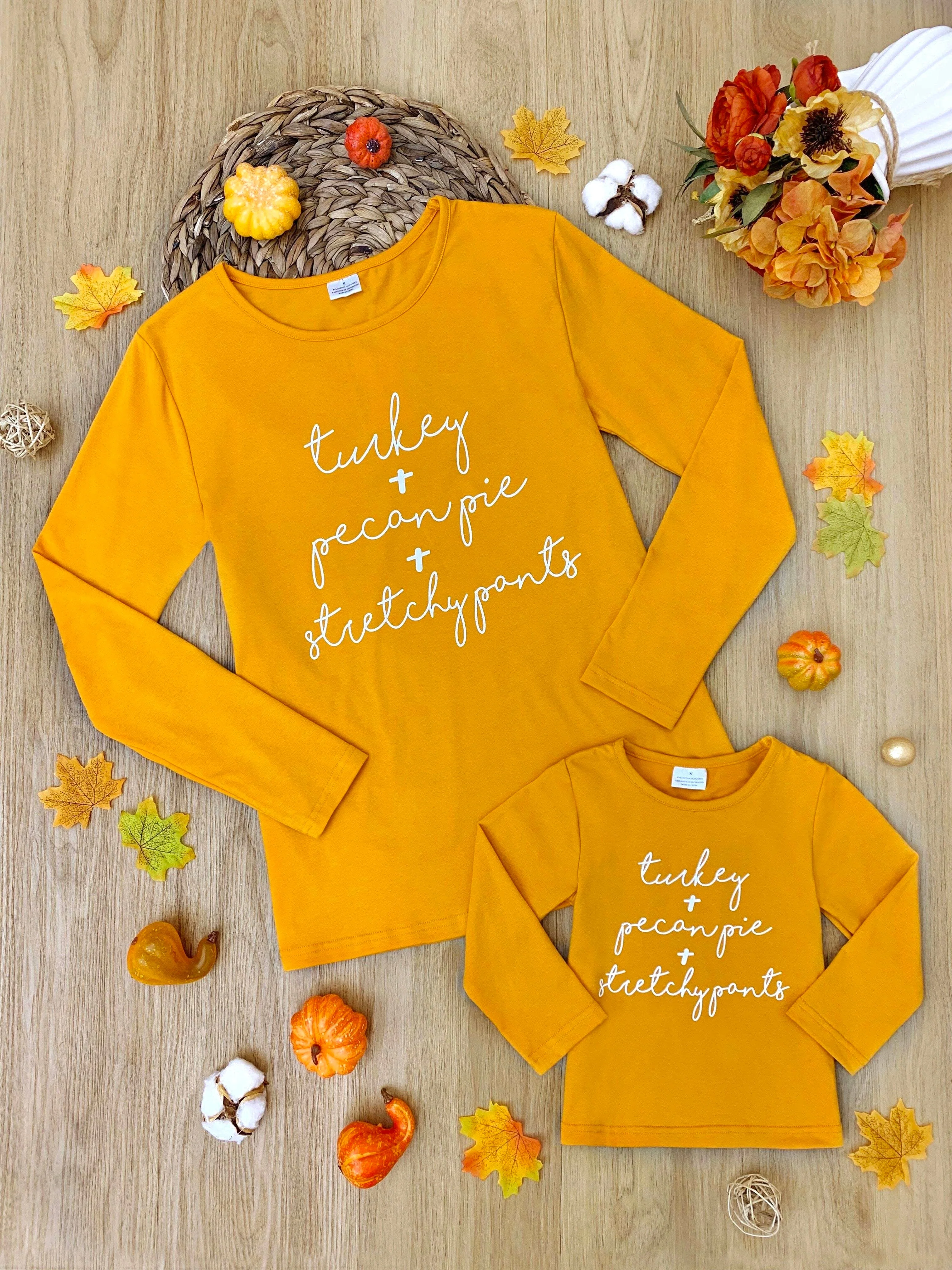 Mommy and Me Turkey + Pecan Pie + Stretchy Pants Long Sleeve Top - Image 6