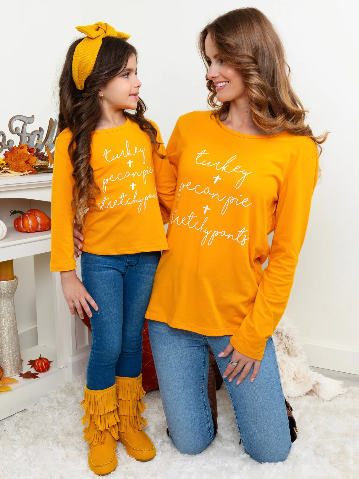 Mommy and Me Turkey + Pecan Pie + Stretchy Pants Long Sleeve Top - Image 8