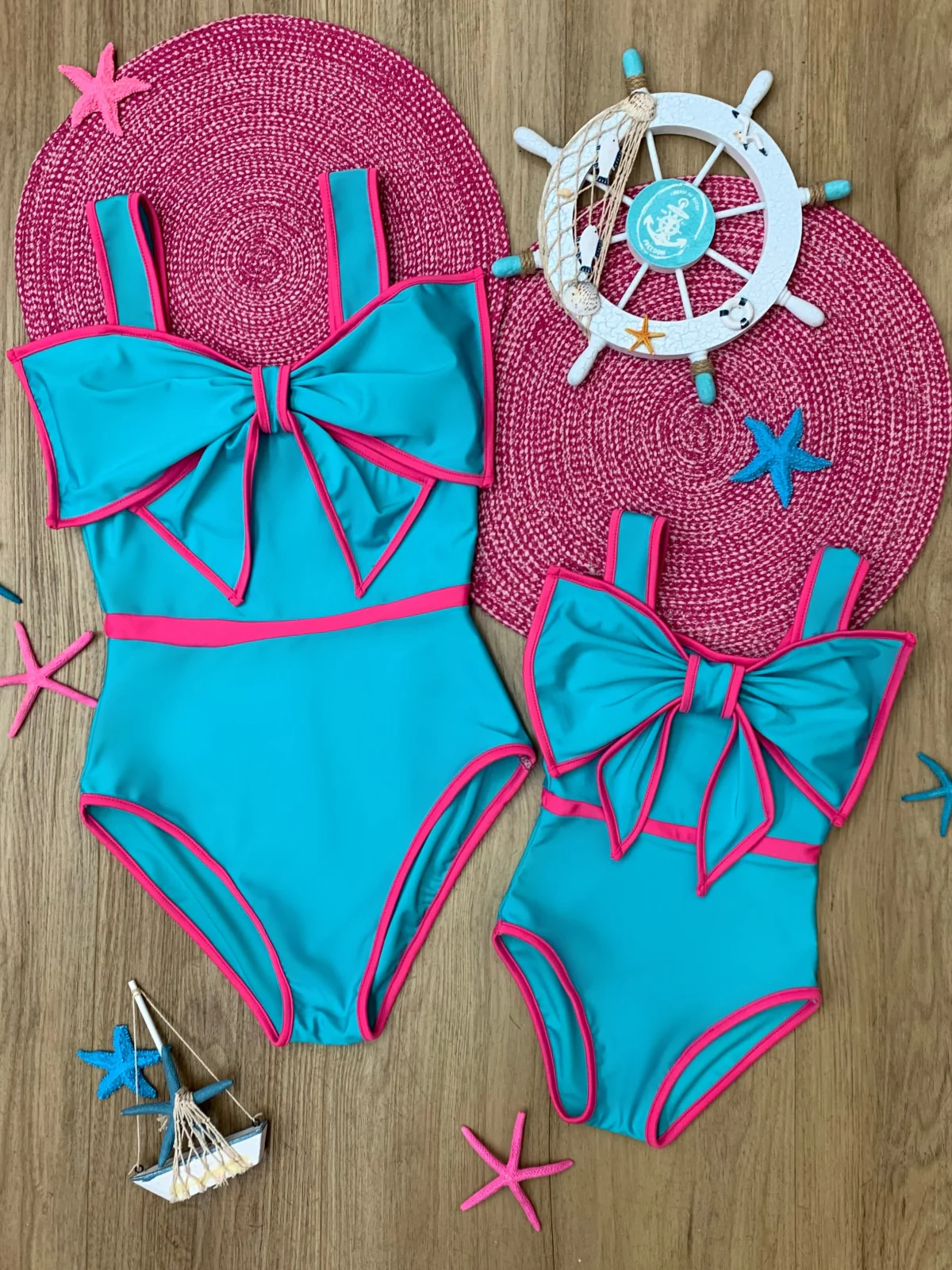 Mommy and Me Colorblock Bow One Piece Swimsuit - Image 3