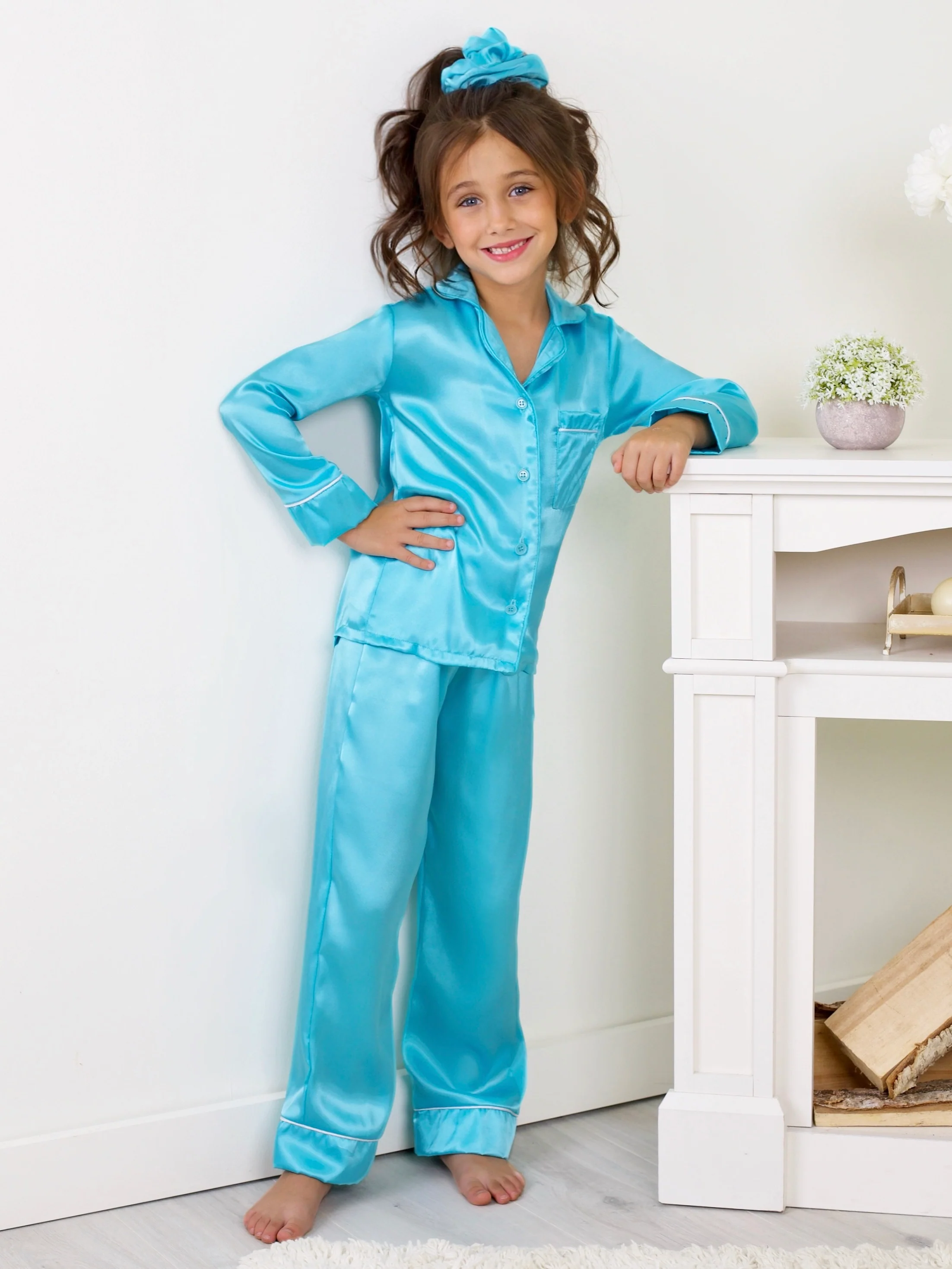 Mommy and Me Turquoise Silky Pajama Set - Image 8