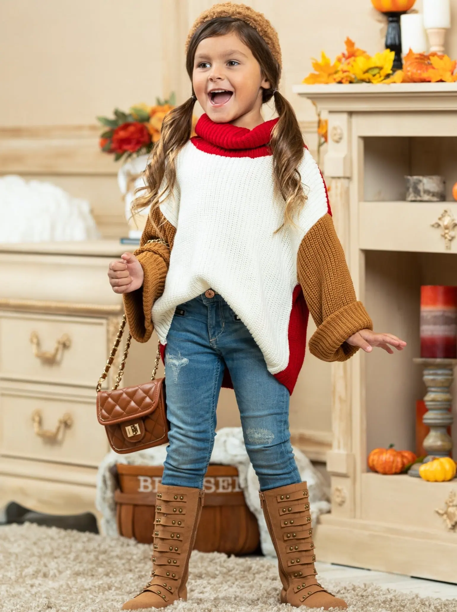 Mommy and Me Colorblock Turtleneck Sweater - Image 3