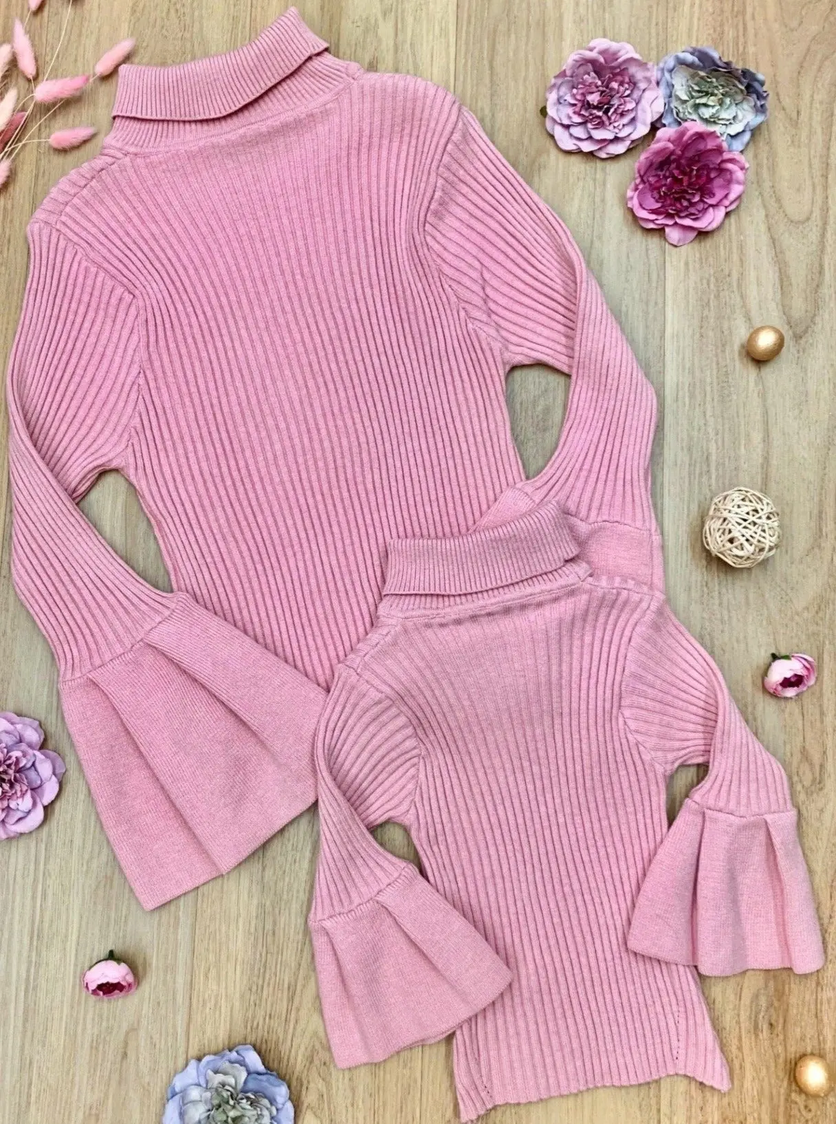 Mommy and Me Boho Sleeve Turtleneck Sweater - Image 5