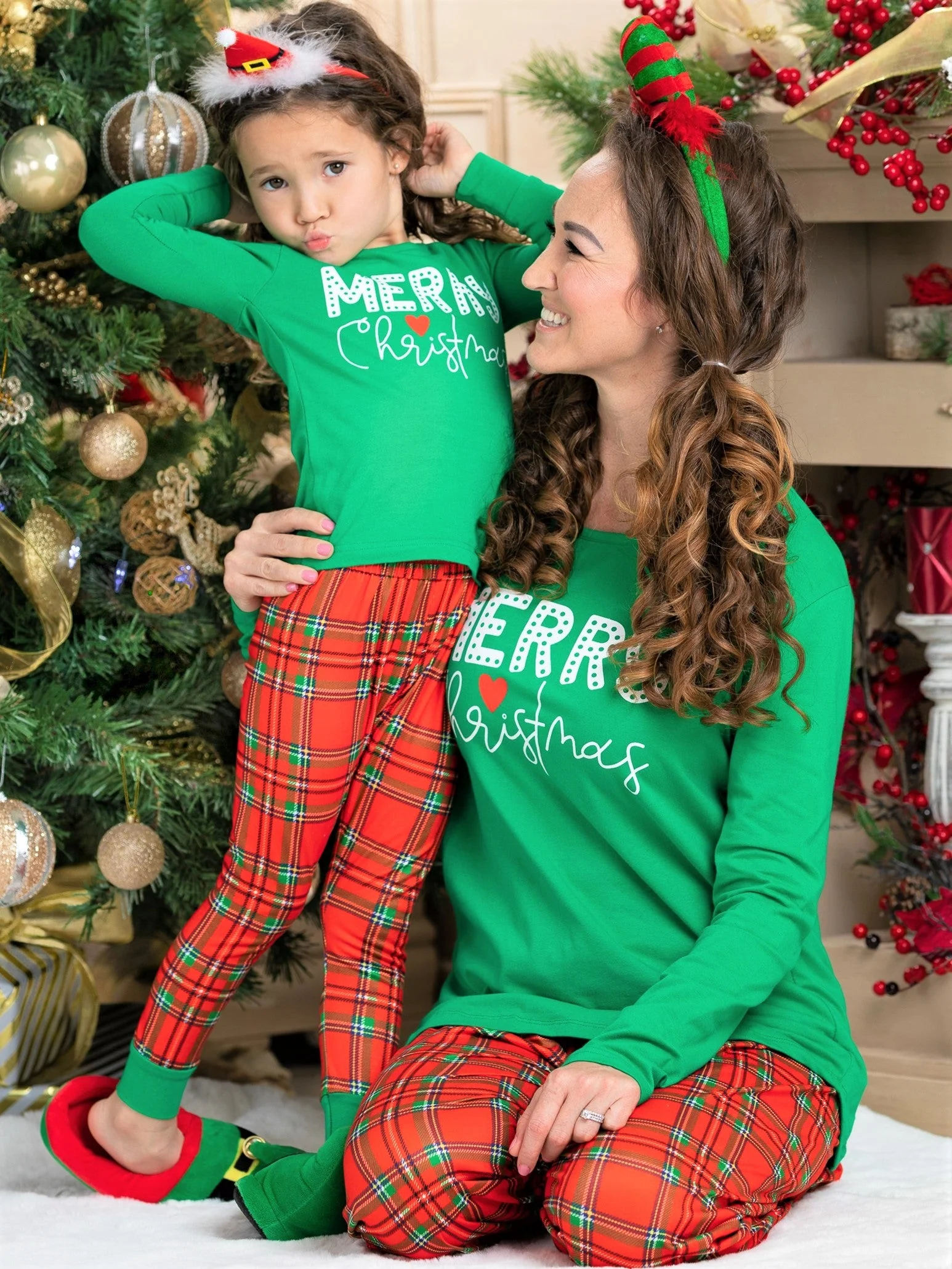 Mommy and Me Merry Christmas Plaid Pajama Set - Image 2