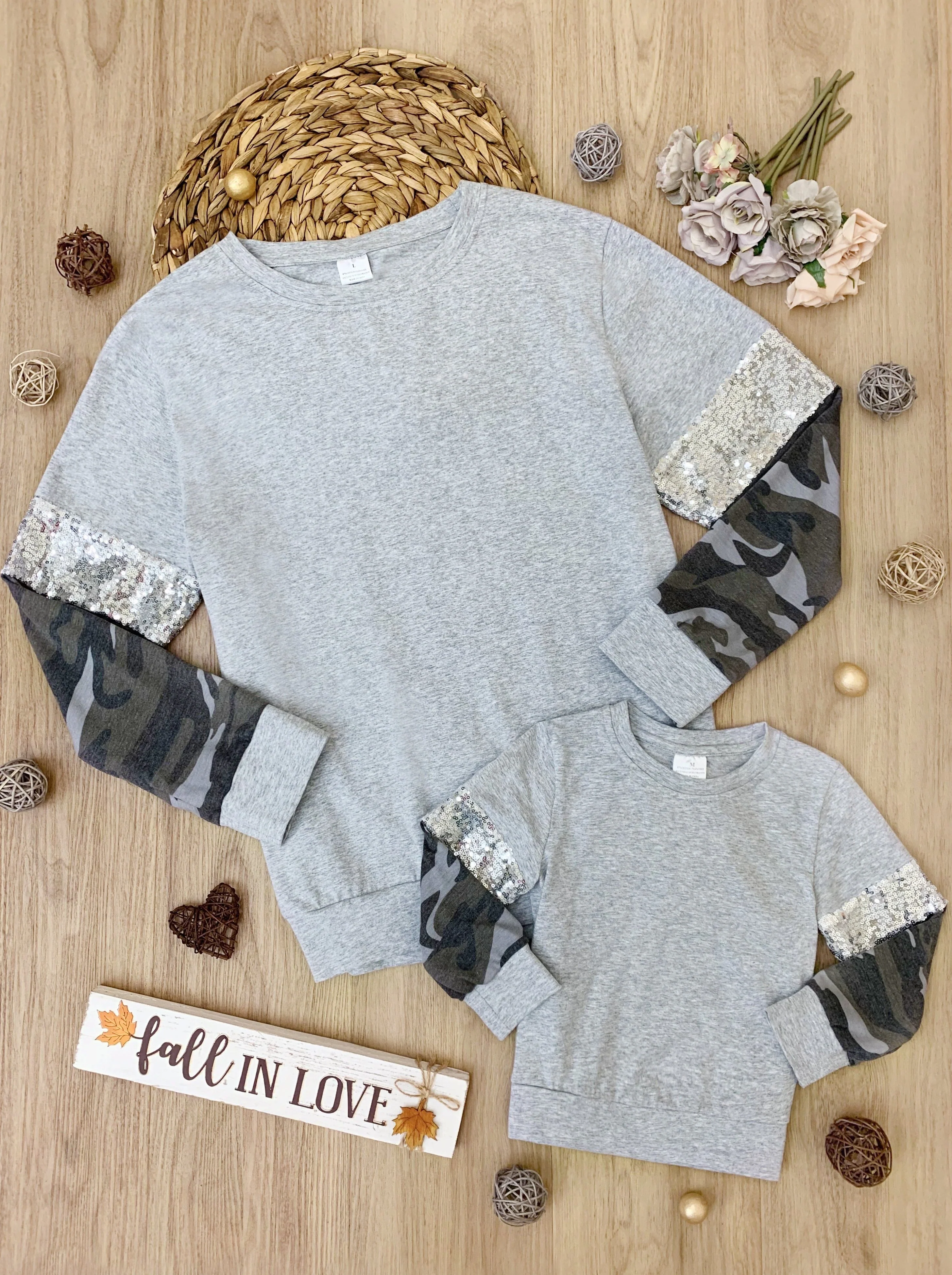Mommy and Me Sparkle Camo Sleeved Sequin Top - Image 3