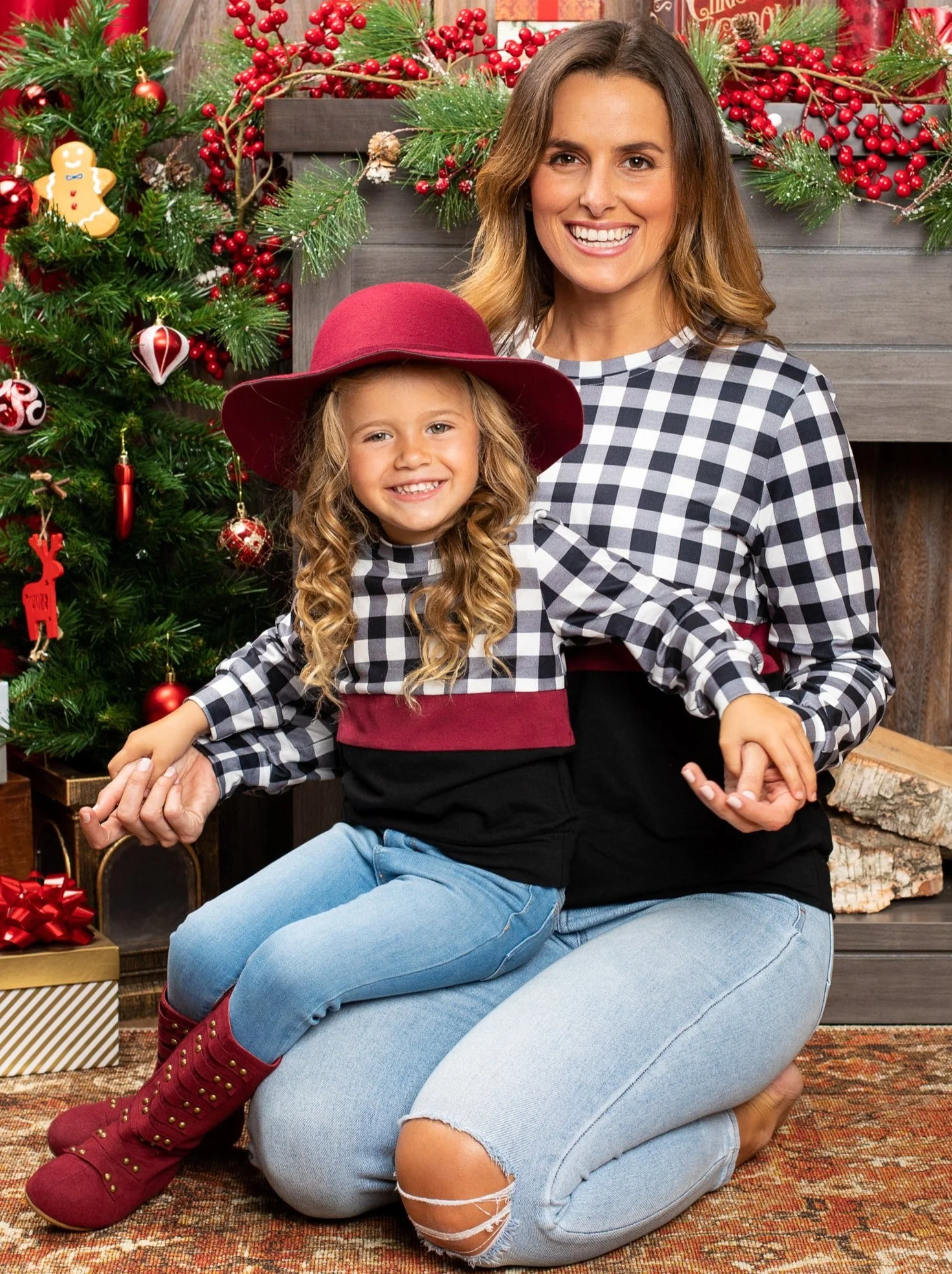 Mommy and Me Stand Out Plaid Colorblock Top - Image 2