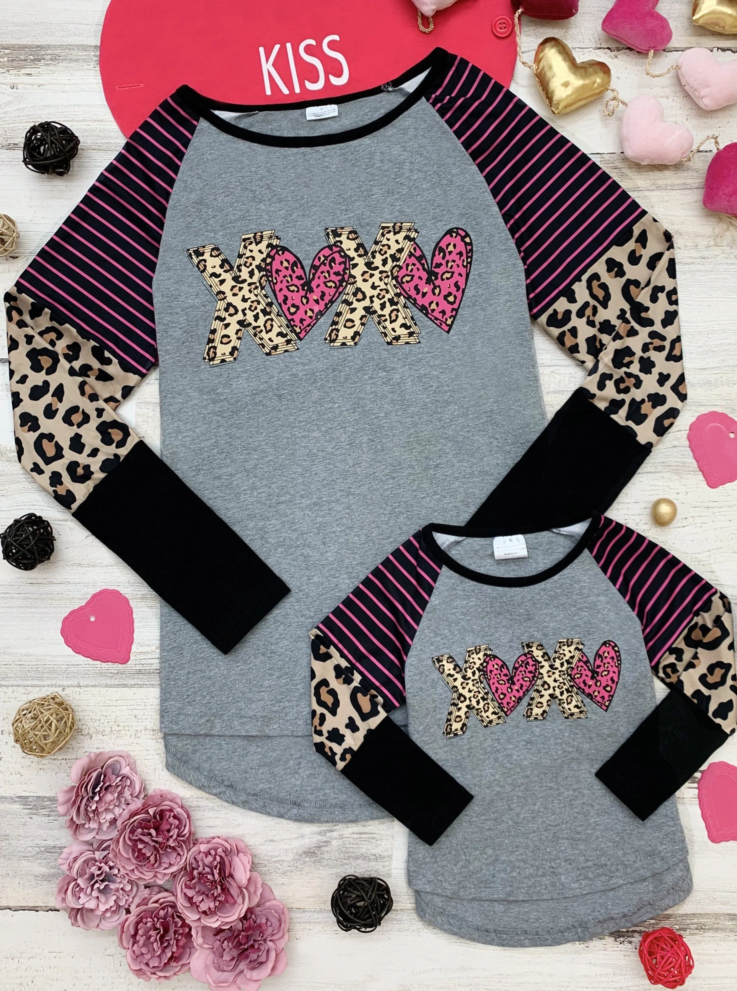 Mommy and Me Leopard X's and O's Colorblock Top - Image 2