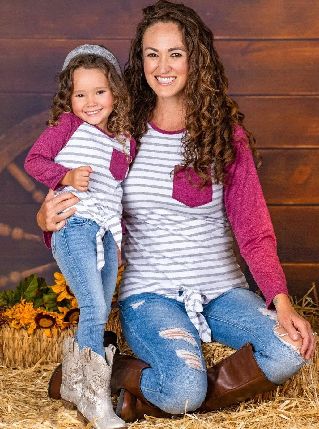 Mommy and Me Fun Times Raglan Knot Hem Top - Image 2