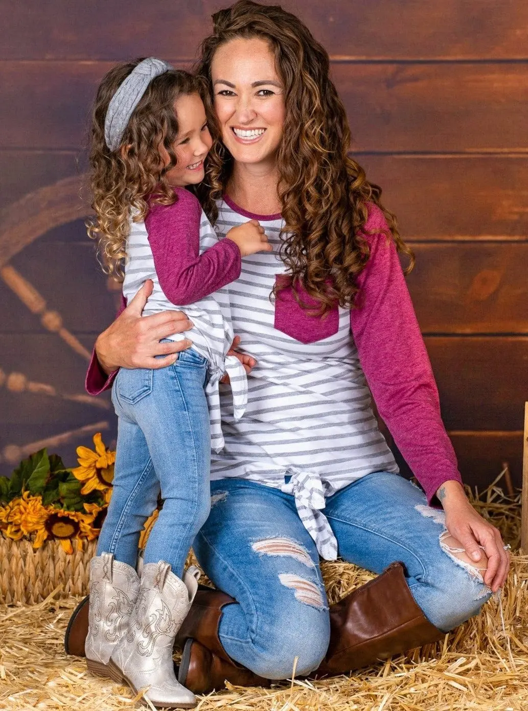 Mommy and Me Fun Times Raglan Knot Hem Top - Image 3