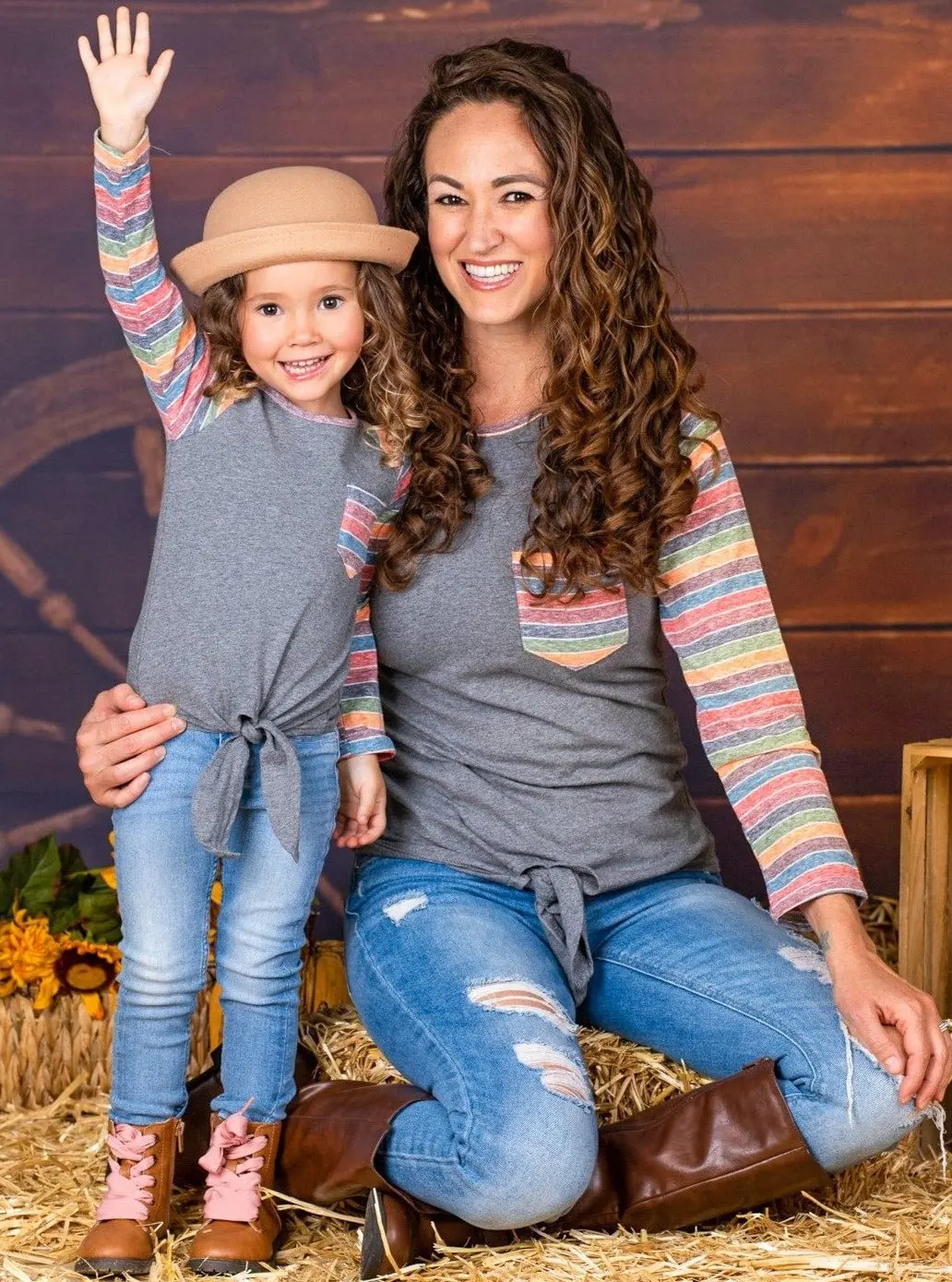 Mommy and Me Fun Times Raglan Knot Hem Top - Image 4