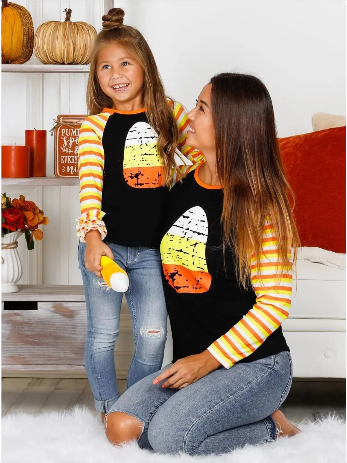 Mommy and Me Candy Corn Raglan Top - Image 2