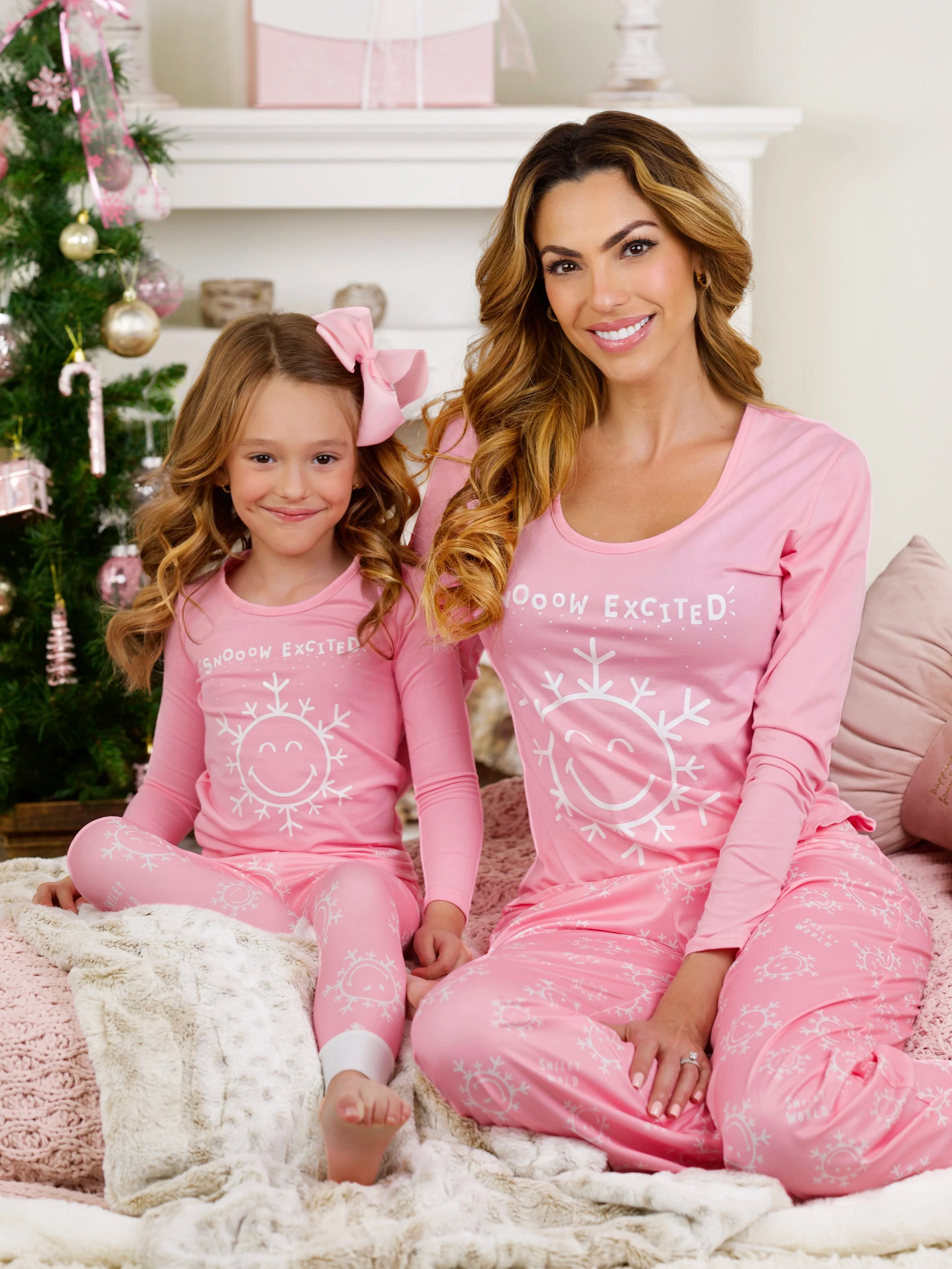 SmileyWorld Mommy and Me Pink Snowy Days Pajama Set - Image 4
