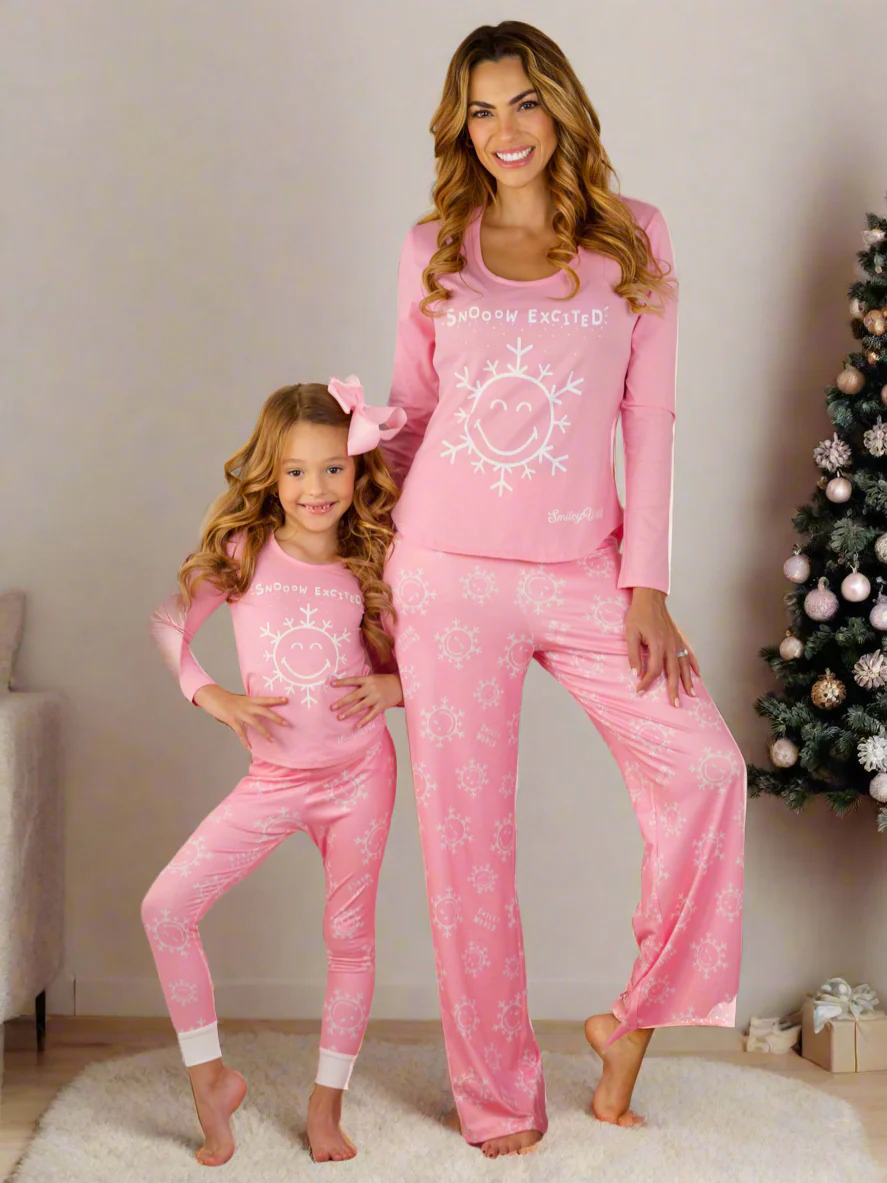 SmileyWorld Mommy and Me Pink Snowy Days Pajama Set - Image 5