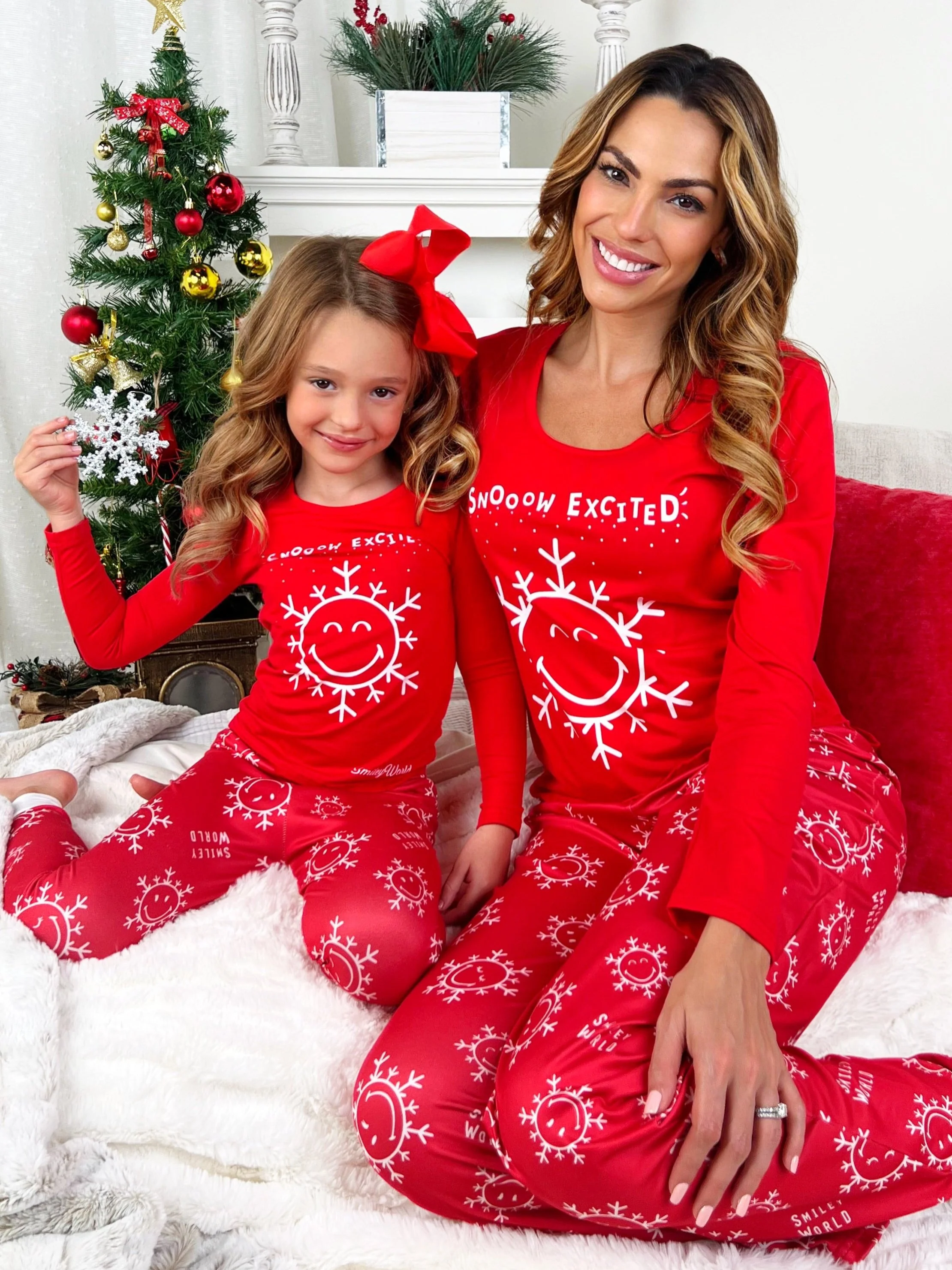 SmileyWorld Mommy and Me Red Snowy Days Pajama Set - Image 5