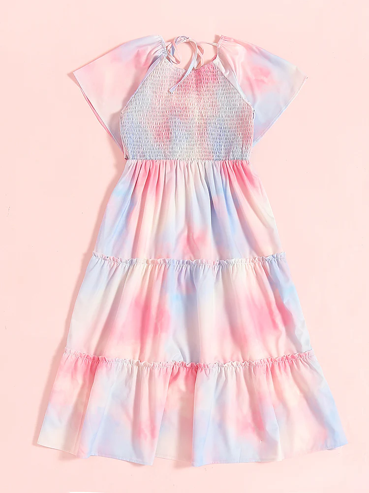 Mommy and Me Cotton Candy Pastel Smocked Midi Dress - Image 3
