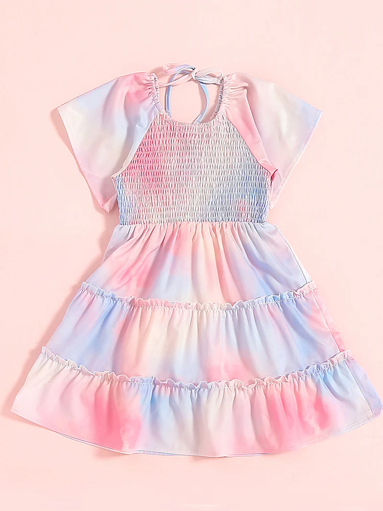 Mommy and Me Cotton Candy Pastel Smocked Midi Dress - Image 4